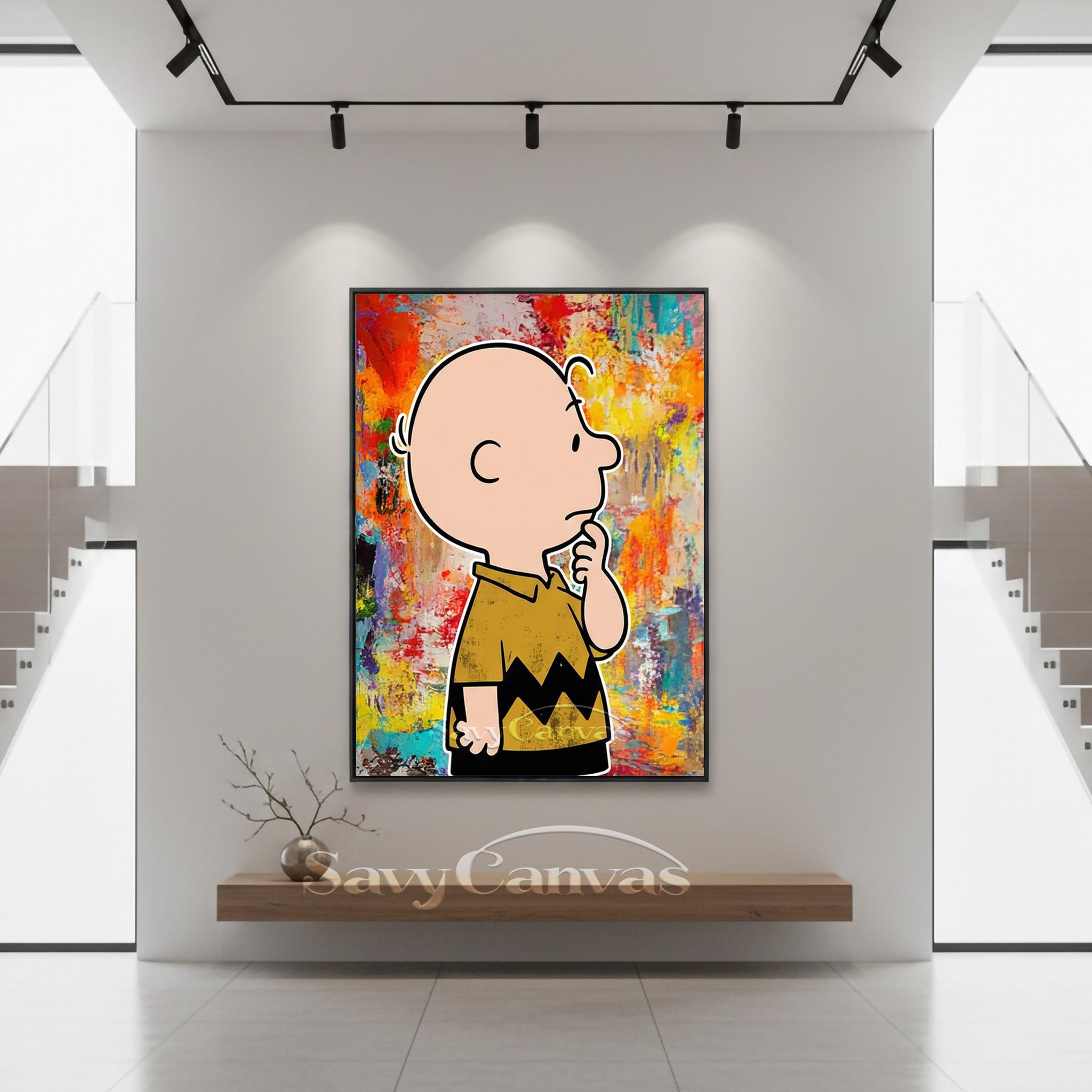 Handmade Cartoon Abstract Oil Painting - Charlie Brown Wall Decor #SS 070