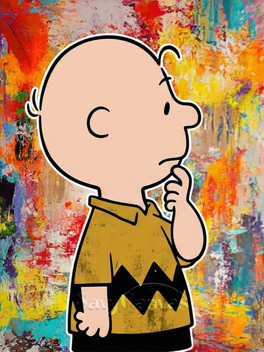 Handmade Cartoon Abstract Oil Painting - Charlie Brown Wall Decor #SS 070