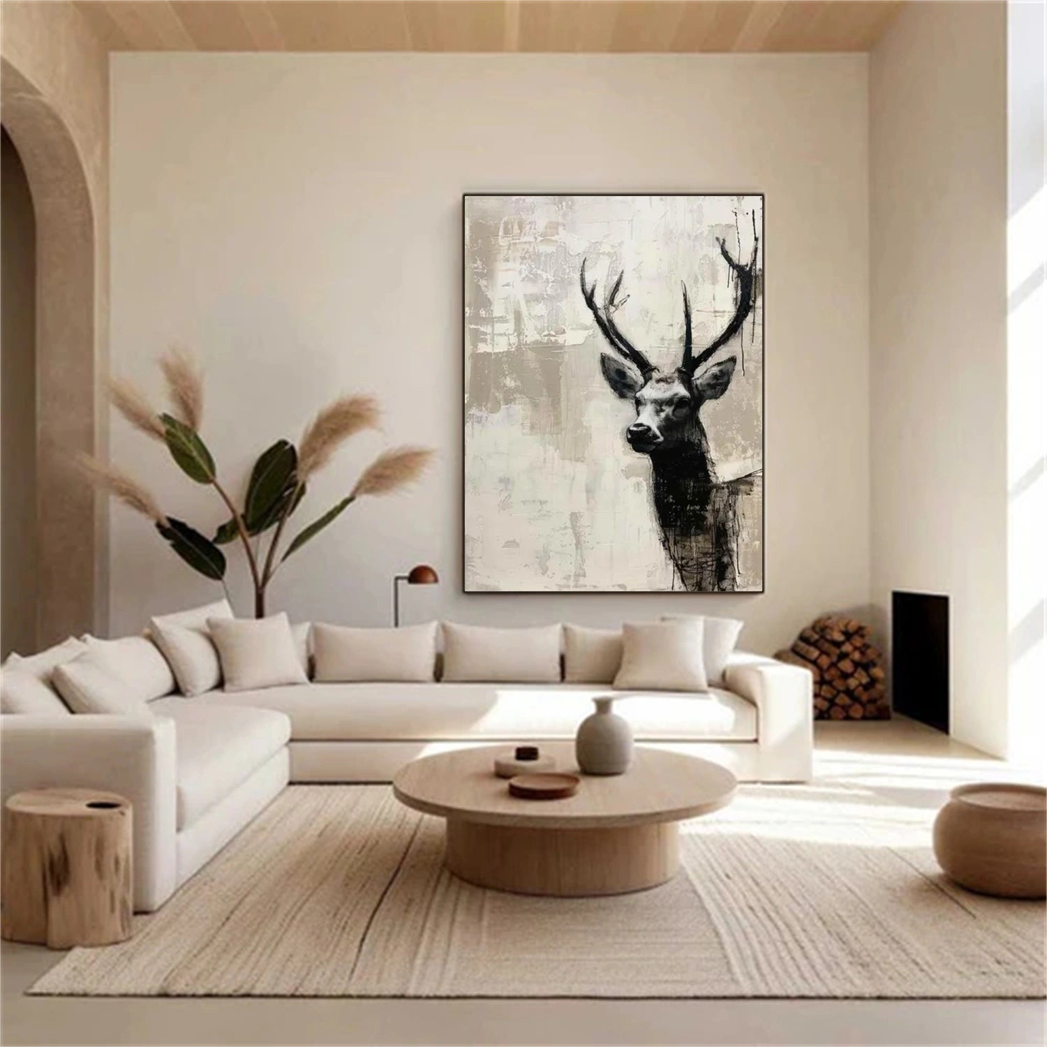 Large Abstract Deer Canvas: Modern Wildlife Art #ZZ 031
