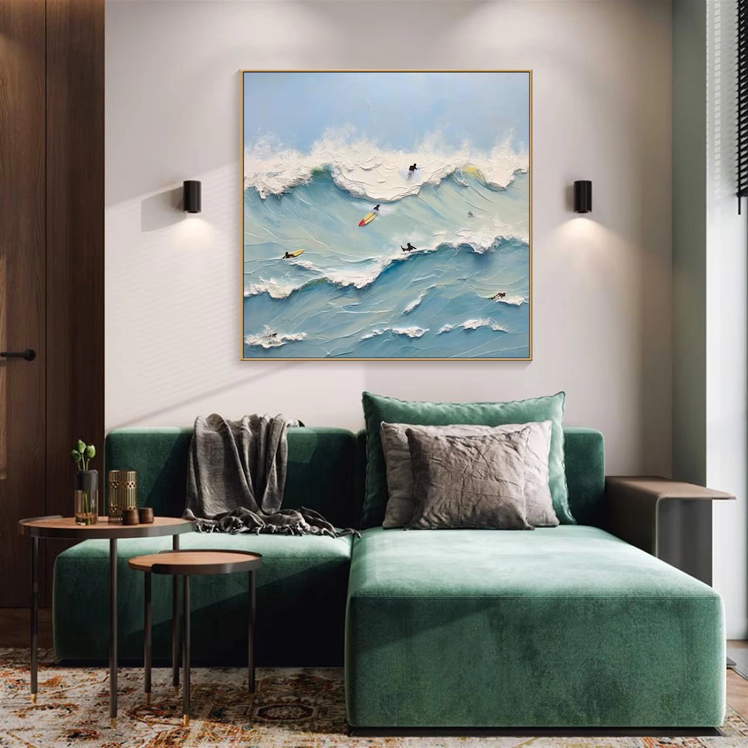 Abstract Surfer Wave  – Vibrant Coastal Wall Art for Home Decor #JJ 278