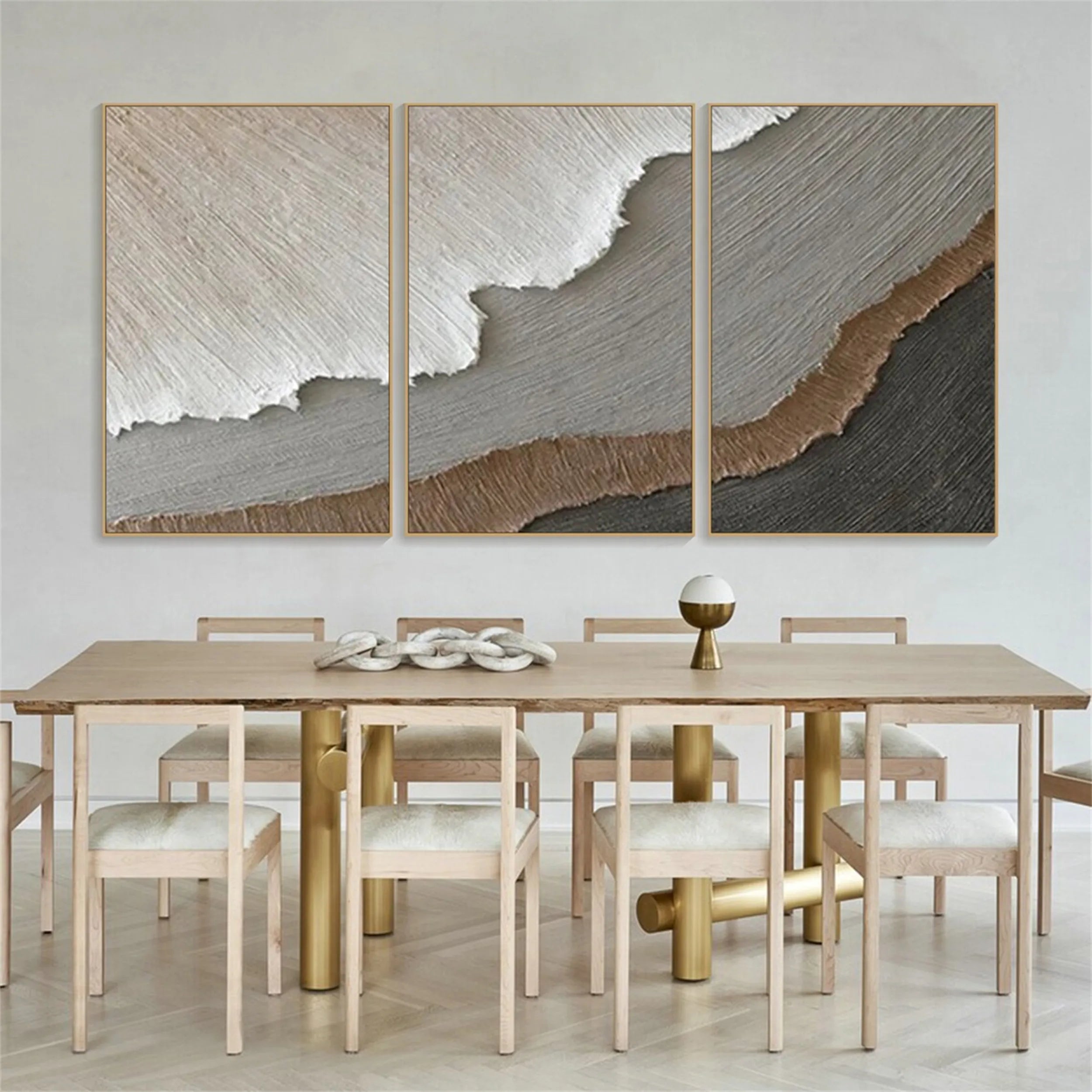 Textured Panel Painting: Contemporary Neutral Set of 3