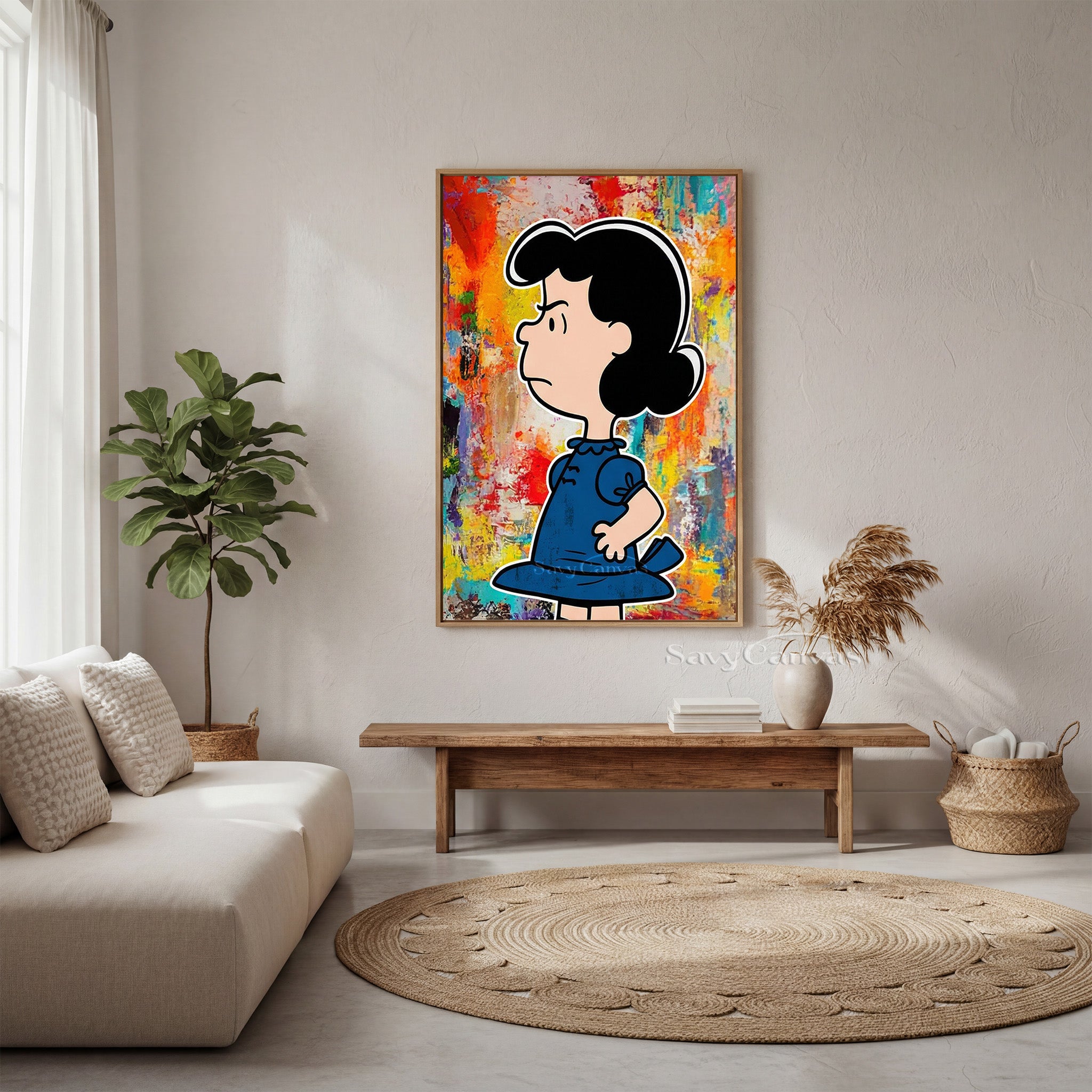 Hand-Painted Lucy Peanuts Gang Art | Vibrant Abstract Canvas #SS 071