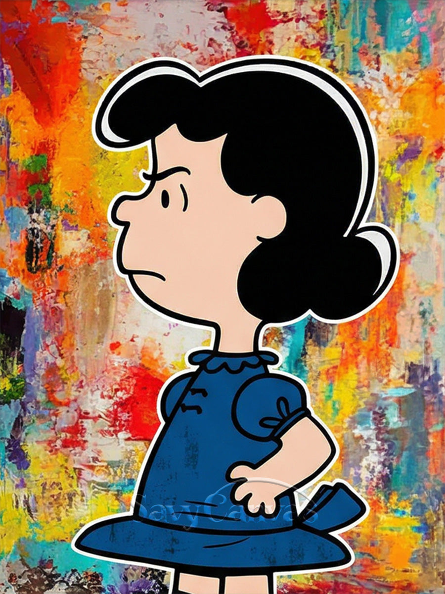 Hand-Painted Lucy Peanuts Gang Art | Vibrant Abstract Canvas #SS 071