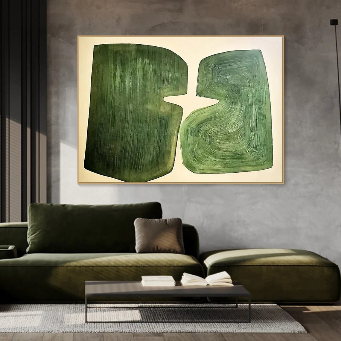 Handmade Green Abstract Canvas Art for Home Decor#TC 079