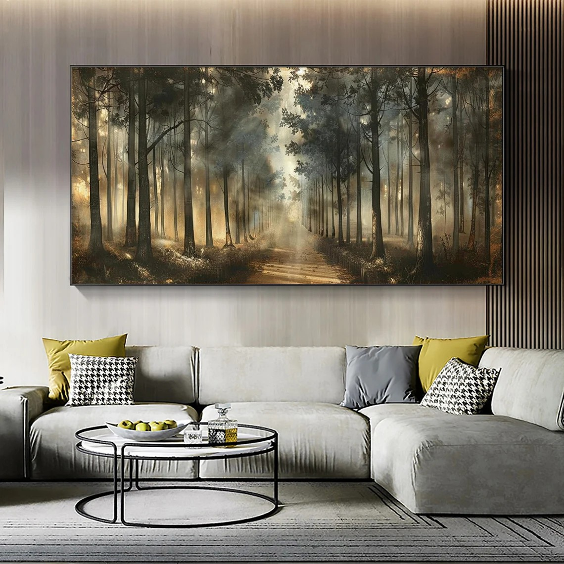 Forest Path Abstract Oil Painting - Sun-Drenched Woodland #JJ 041