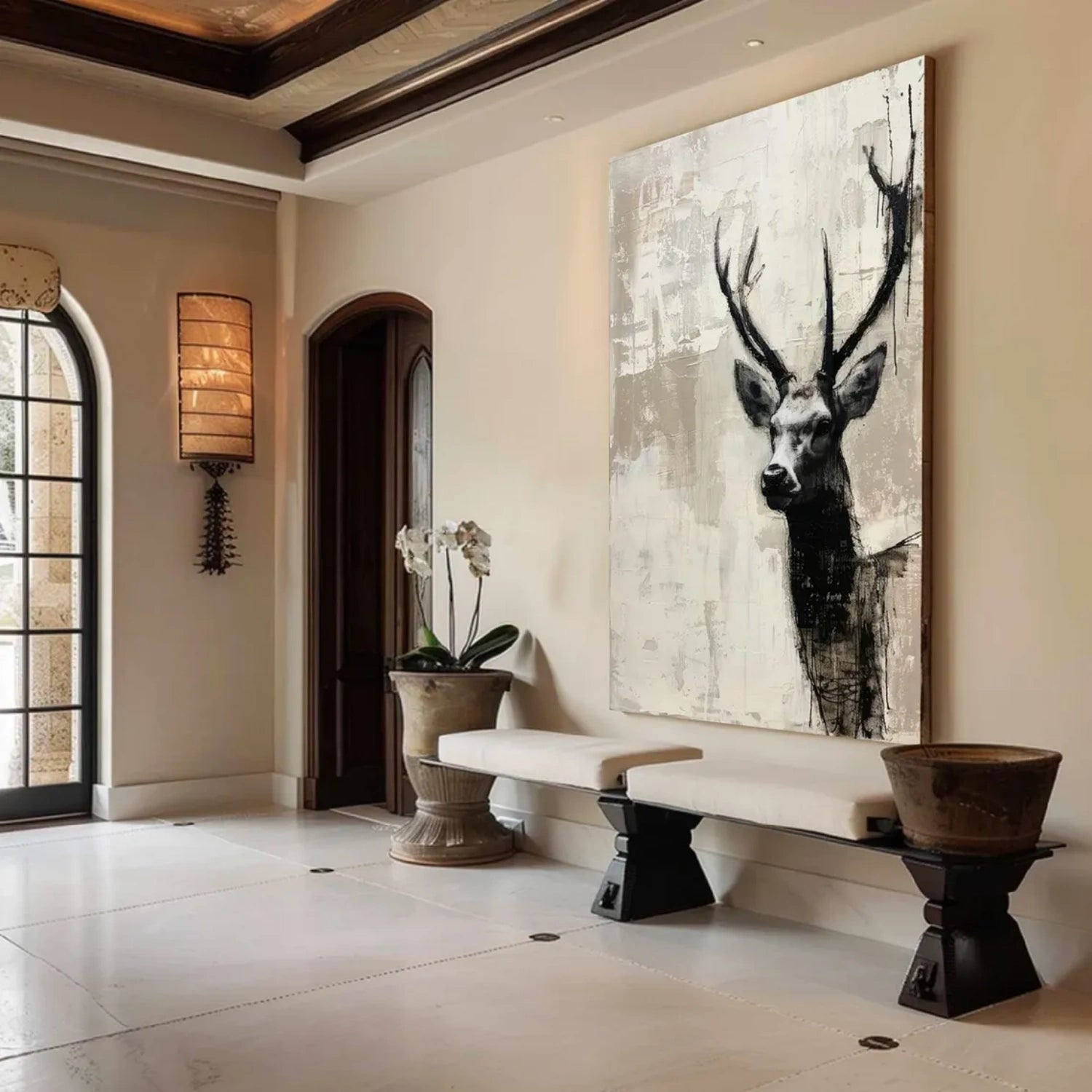 Large Abstract Deer Canvas: Modern Wildlife Art #ZZ 031