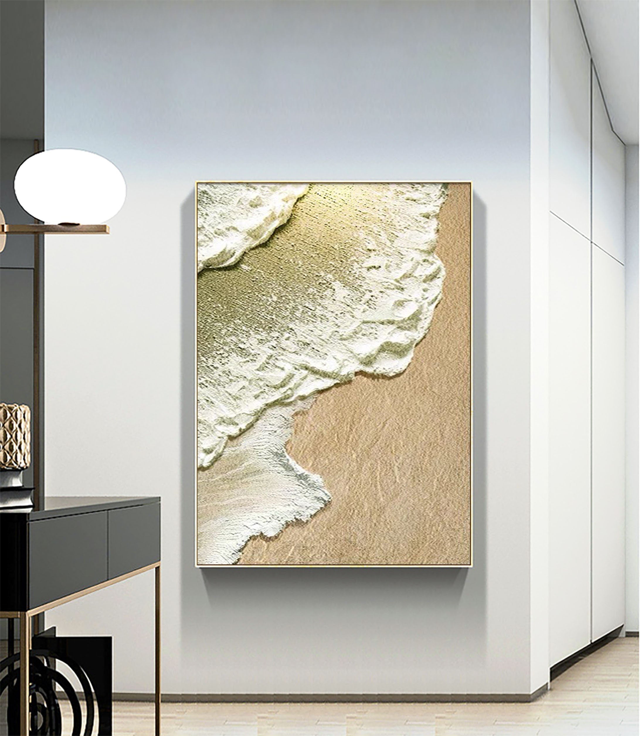 Abstract Beach Foam Painting – Natural Texture Wall Art #JJ 232
