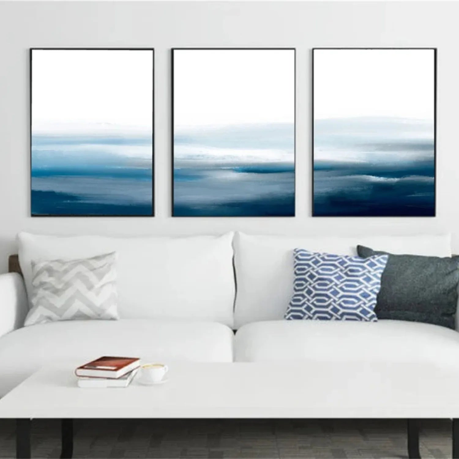 Serene Blue Ocean Art - Minimalist Abstract