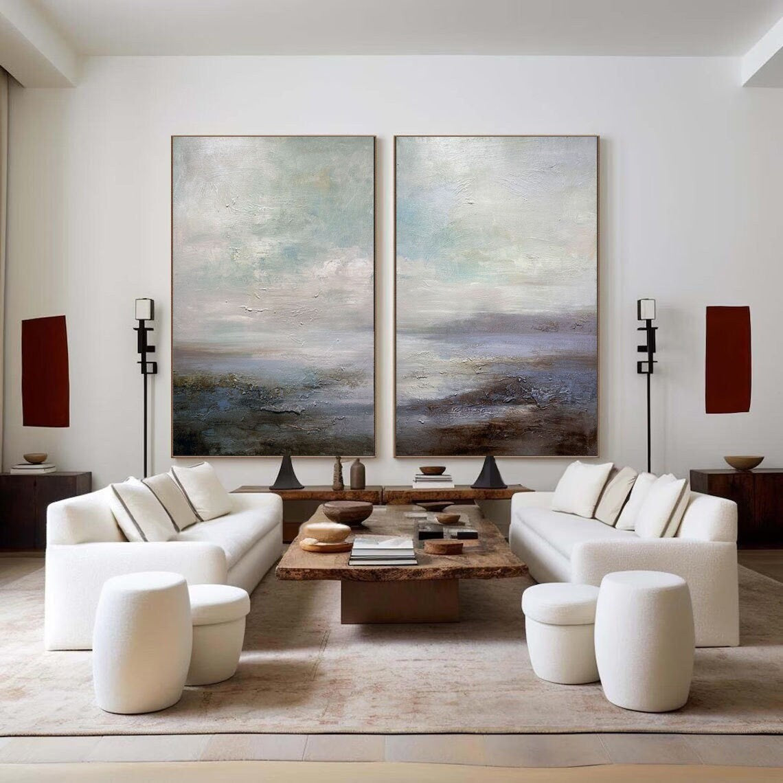 Textured Landscape Artwork: Muted Seascape Painting