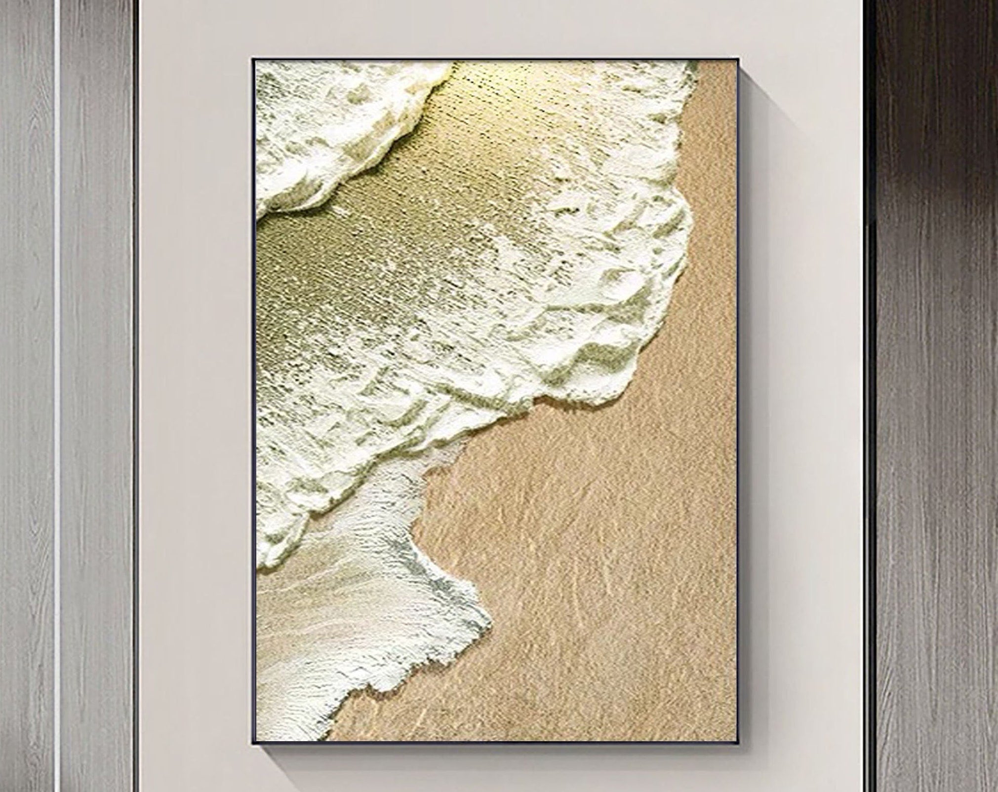 Minimalist Beach Scene Canvas – Ocean Meets Land