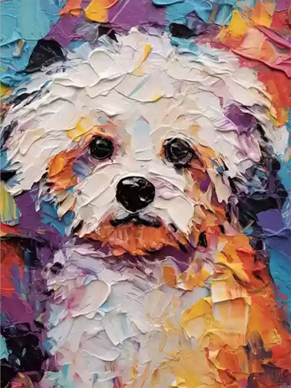 Colorful Dog Wall Art Large Textured Pet Canvas Painting #ZZ 158