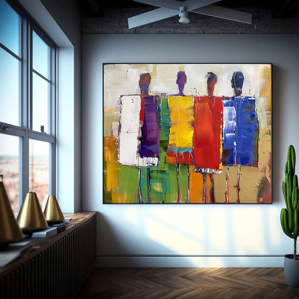 Modern Abstract Figures Oil Painting - Colorful Group Art #JJ 049