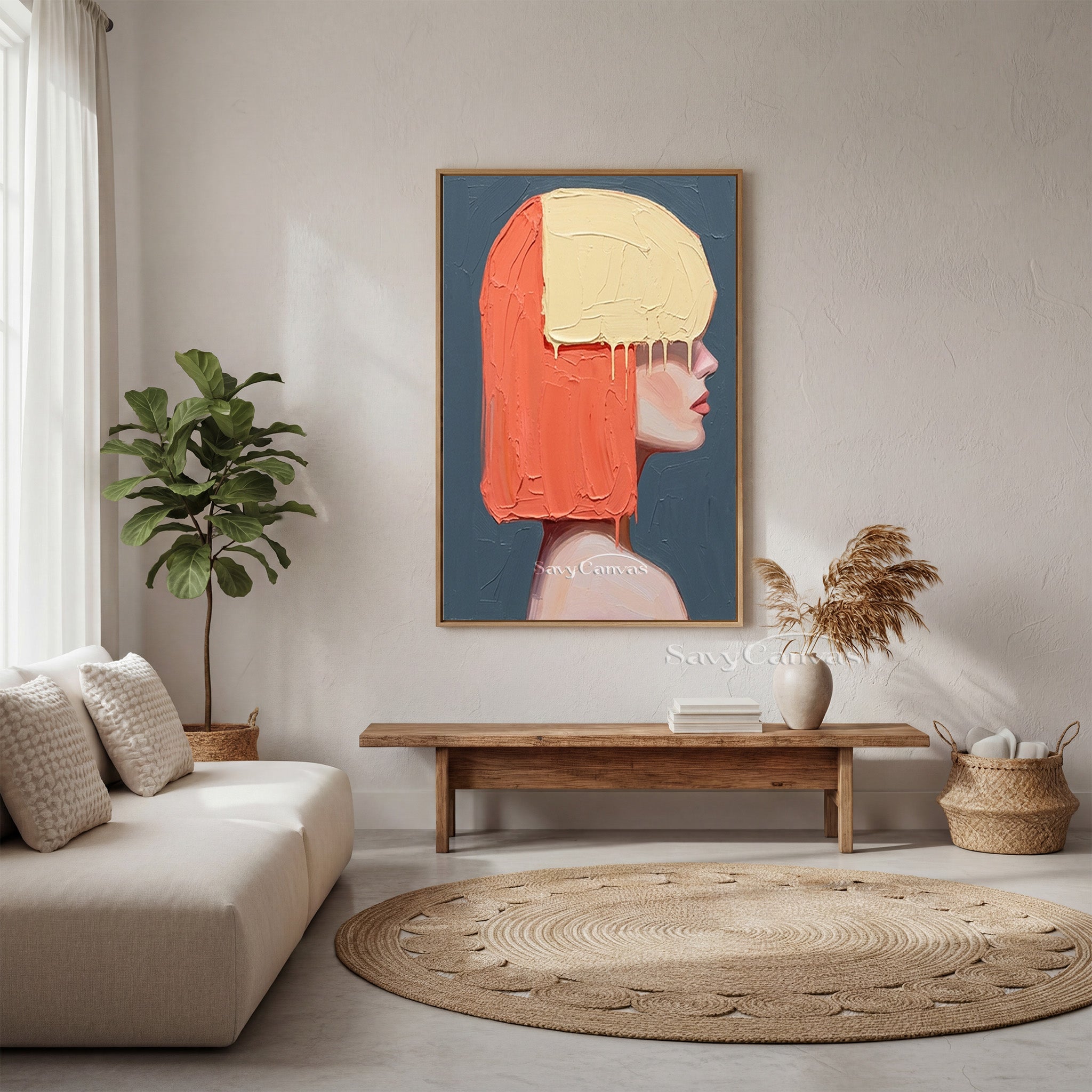 Modern Pop Art Portrait | Orange & Yellow Hair Painting #AA 540