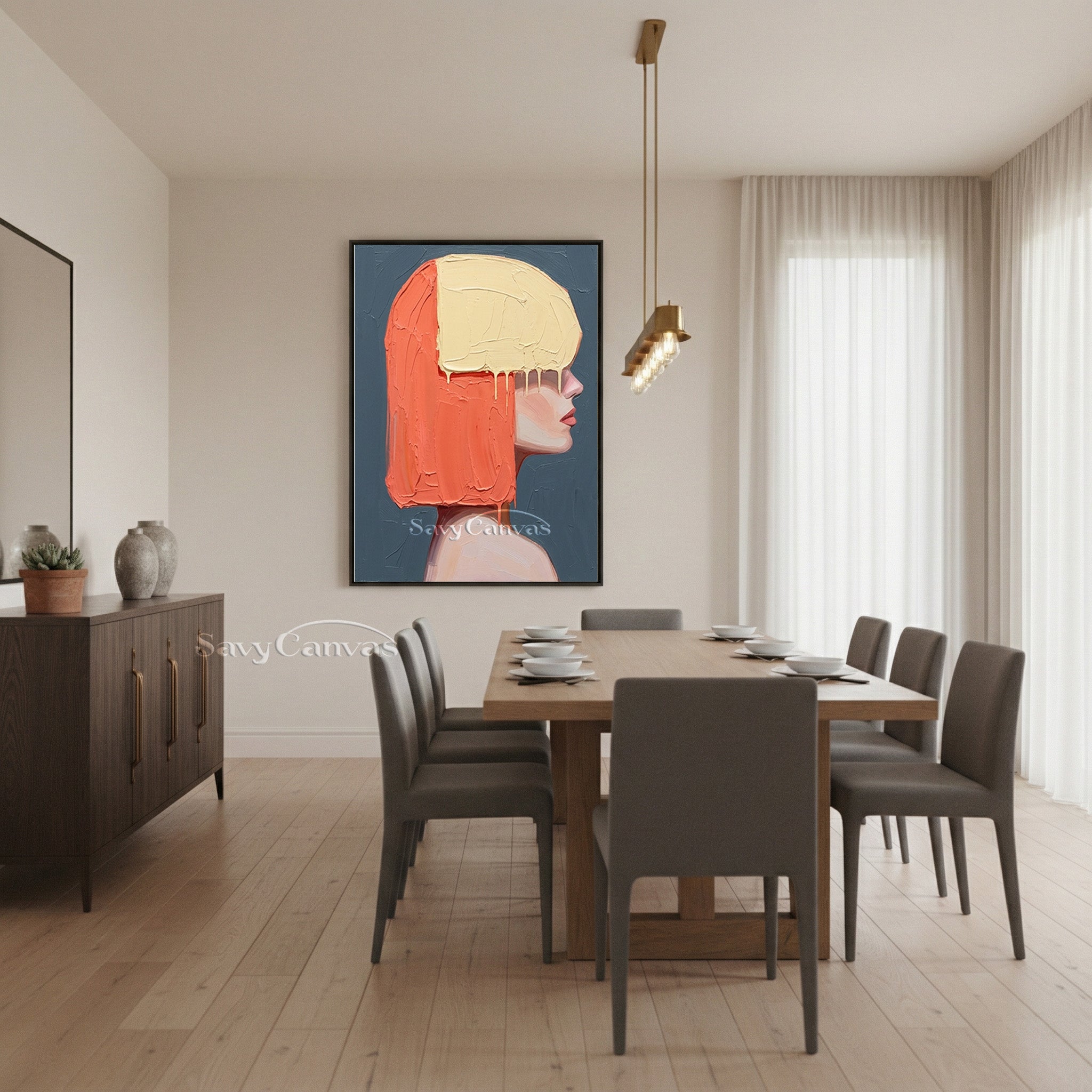 Modern Pop Art Portrait | Orange & Yellow Hair Painting #AA 540