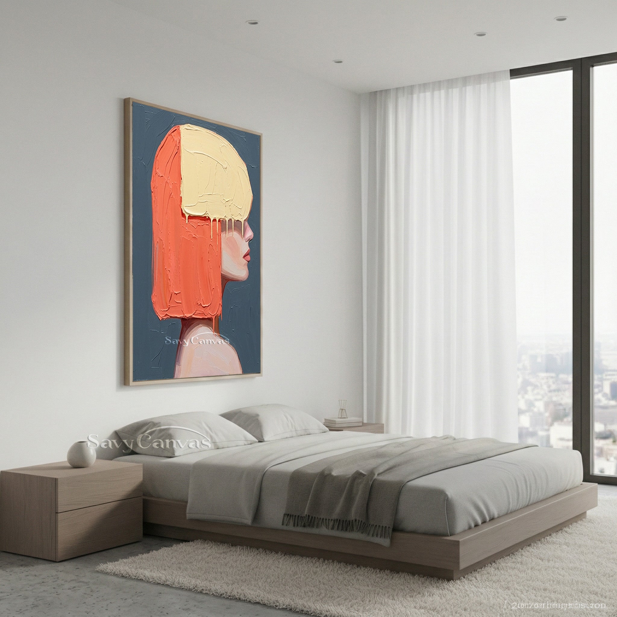 Modern Pop Art Portrait | Orange & Yellow Hair Painting #AA 540