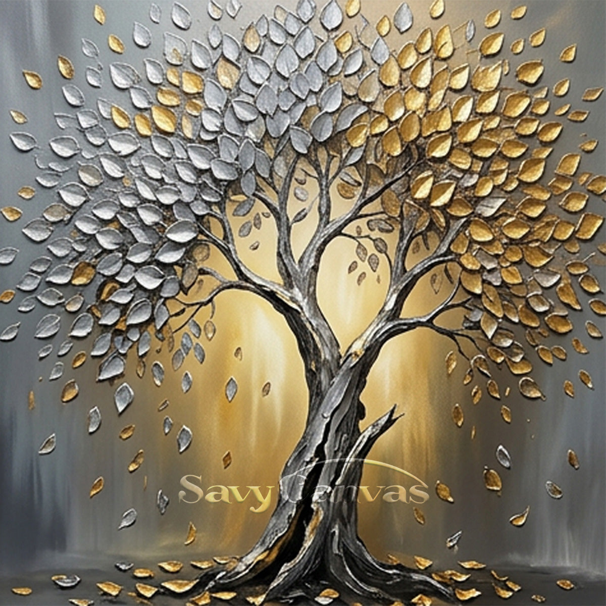 Gold & Silver Tree of Life | Luxury Feng Shui Wall Art