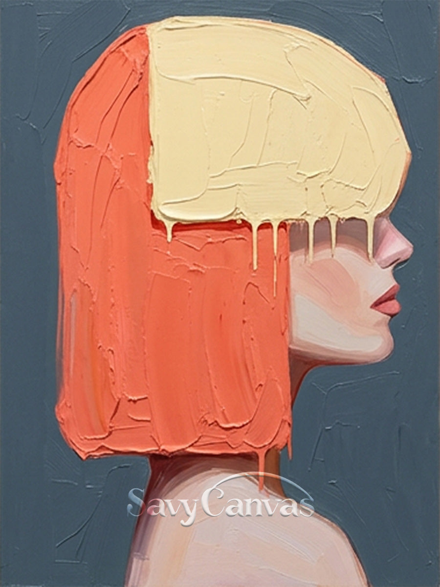 Modern Pop Art Portrait | Orange & Yellow Hair Painting #AA 540