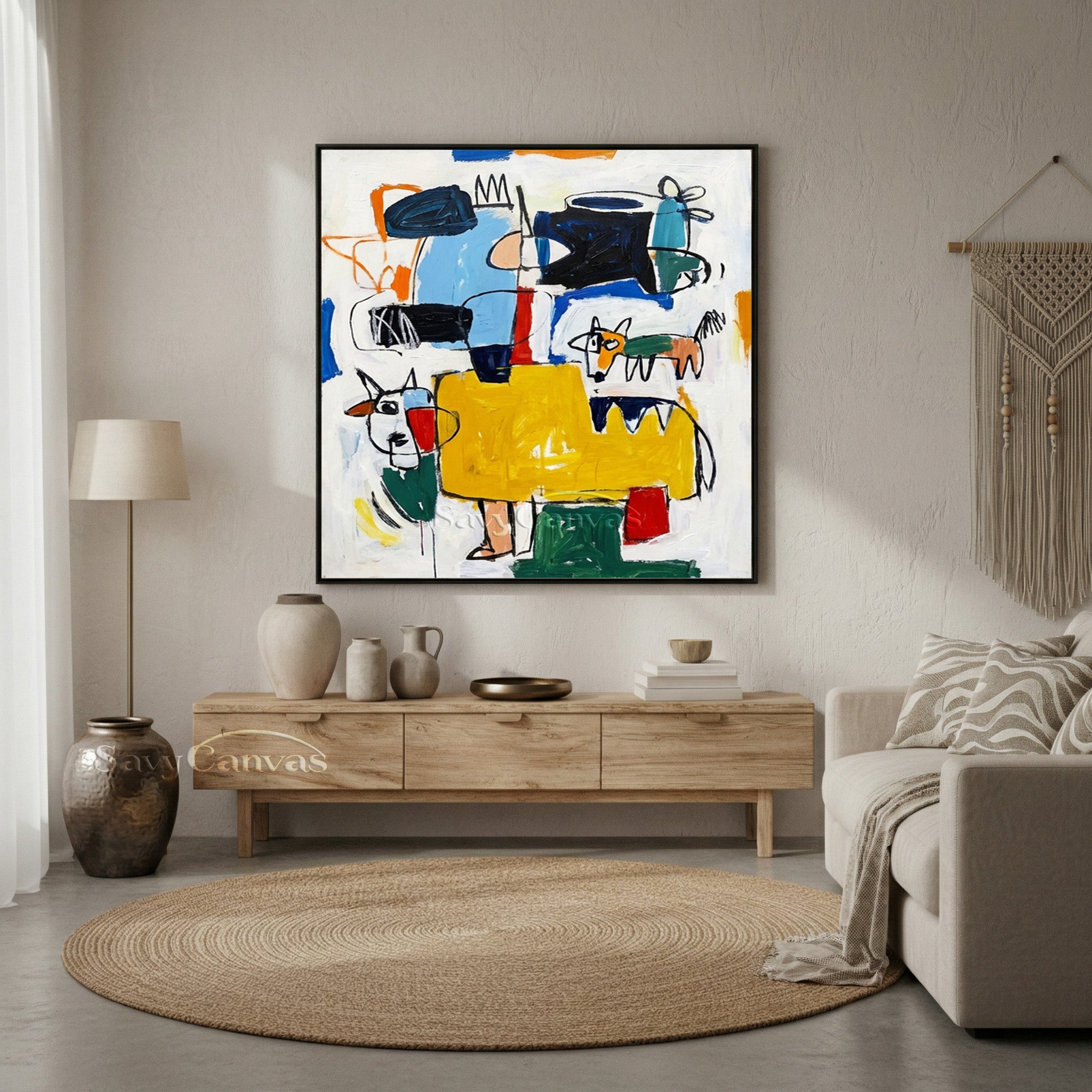 Basquiat Style Abstract Art | Neo-Expressionist Painting #AA 482