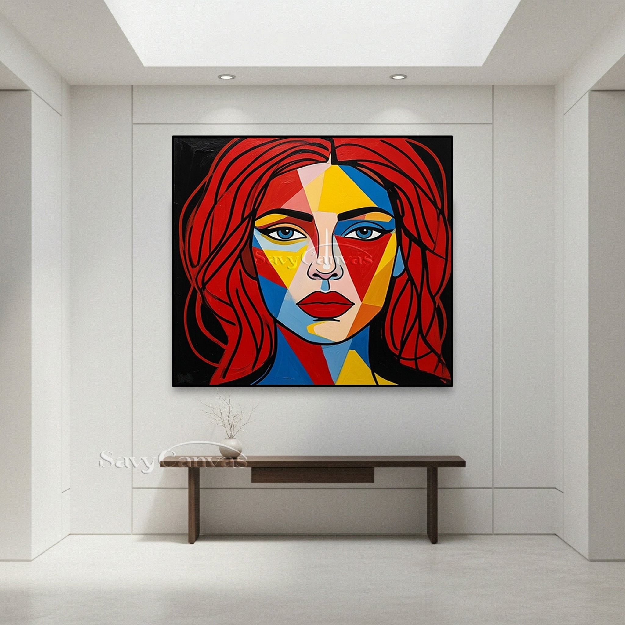 Geometric Pop Art Woman Face Oil Painting #SS 113