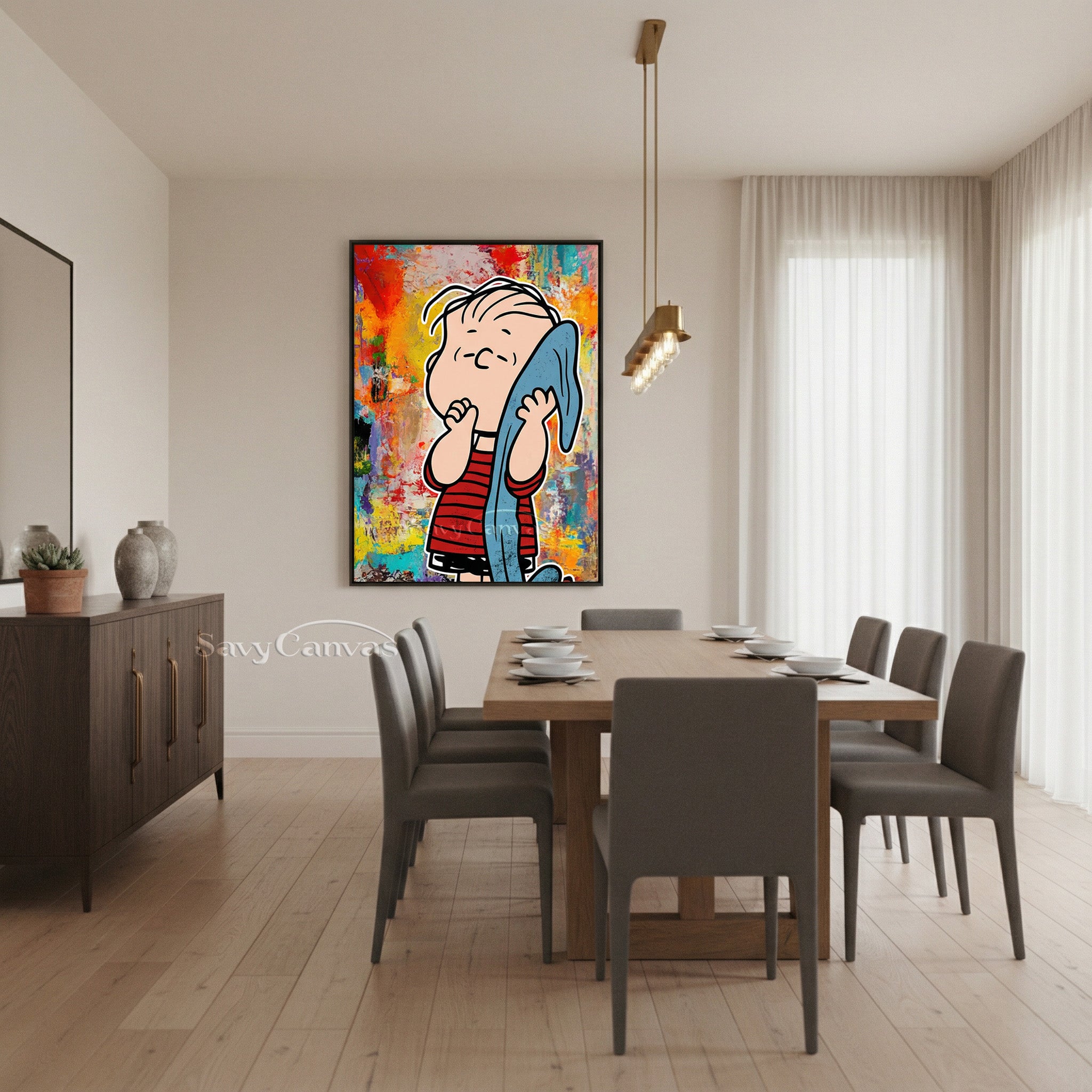 Linus Peanuts Pop Art Hand-Painted Oil Painting #SS 073