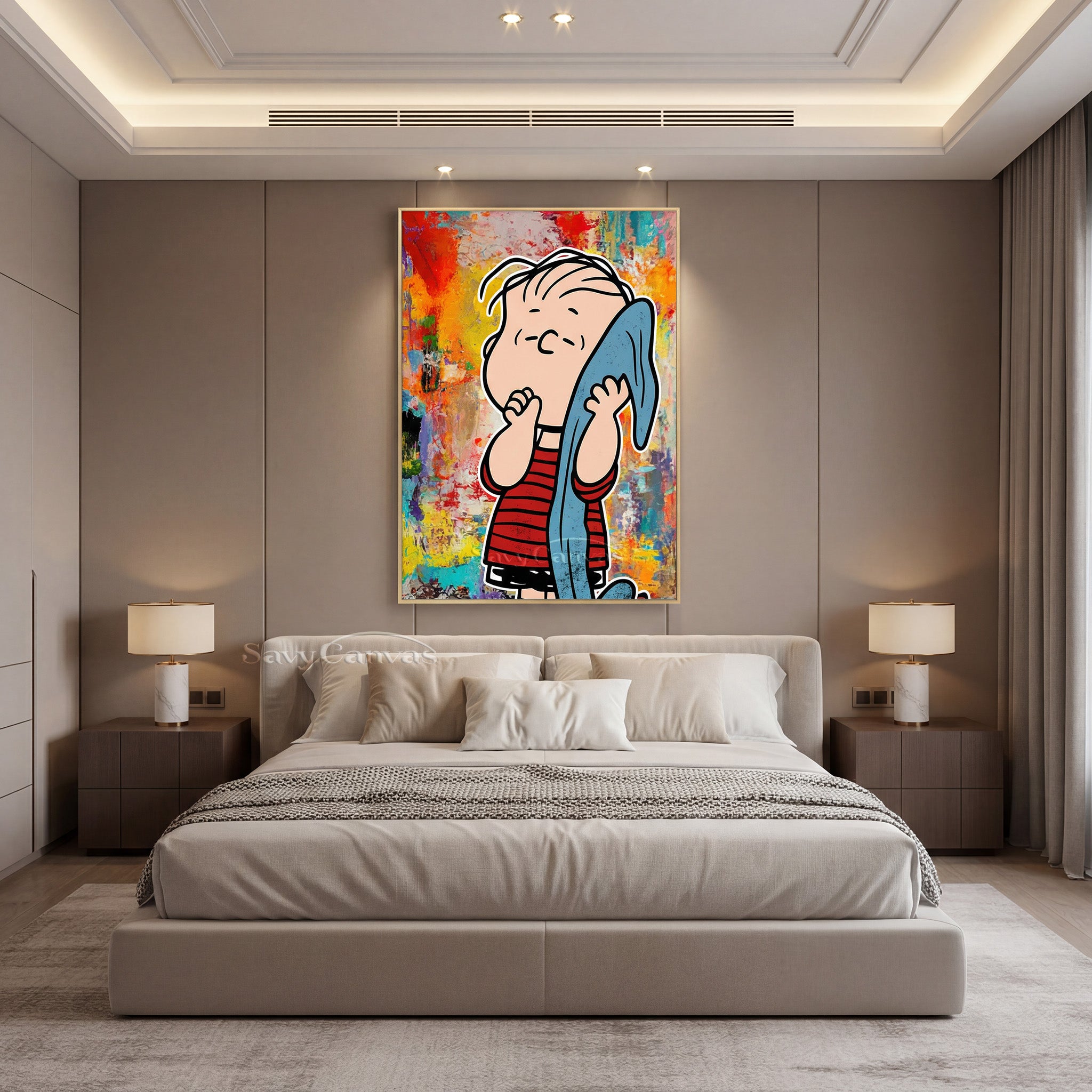 Linus Peanuts Pop Art Hand-Painted Oil Painting #SS 073