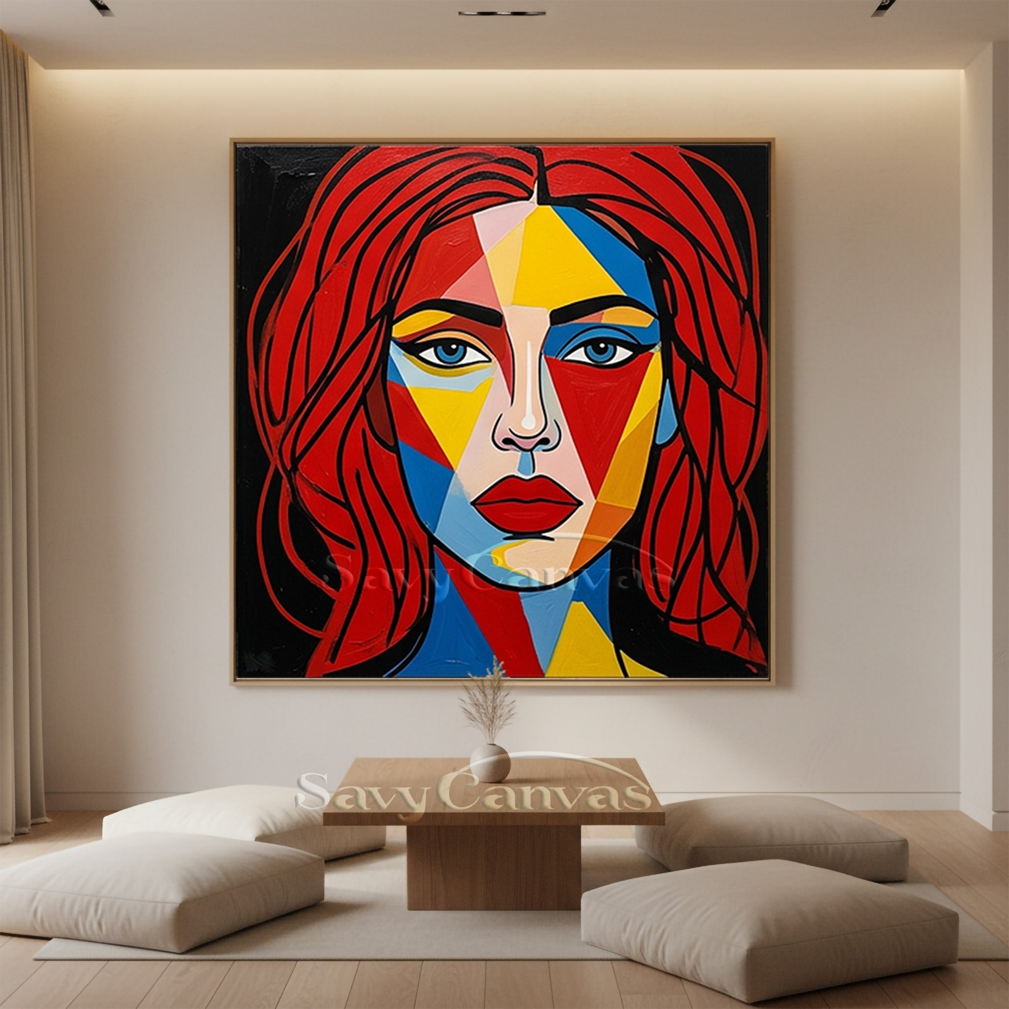Geometric Pop Art Woman Face Oil Painting #SS 113