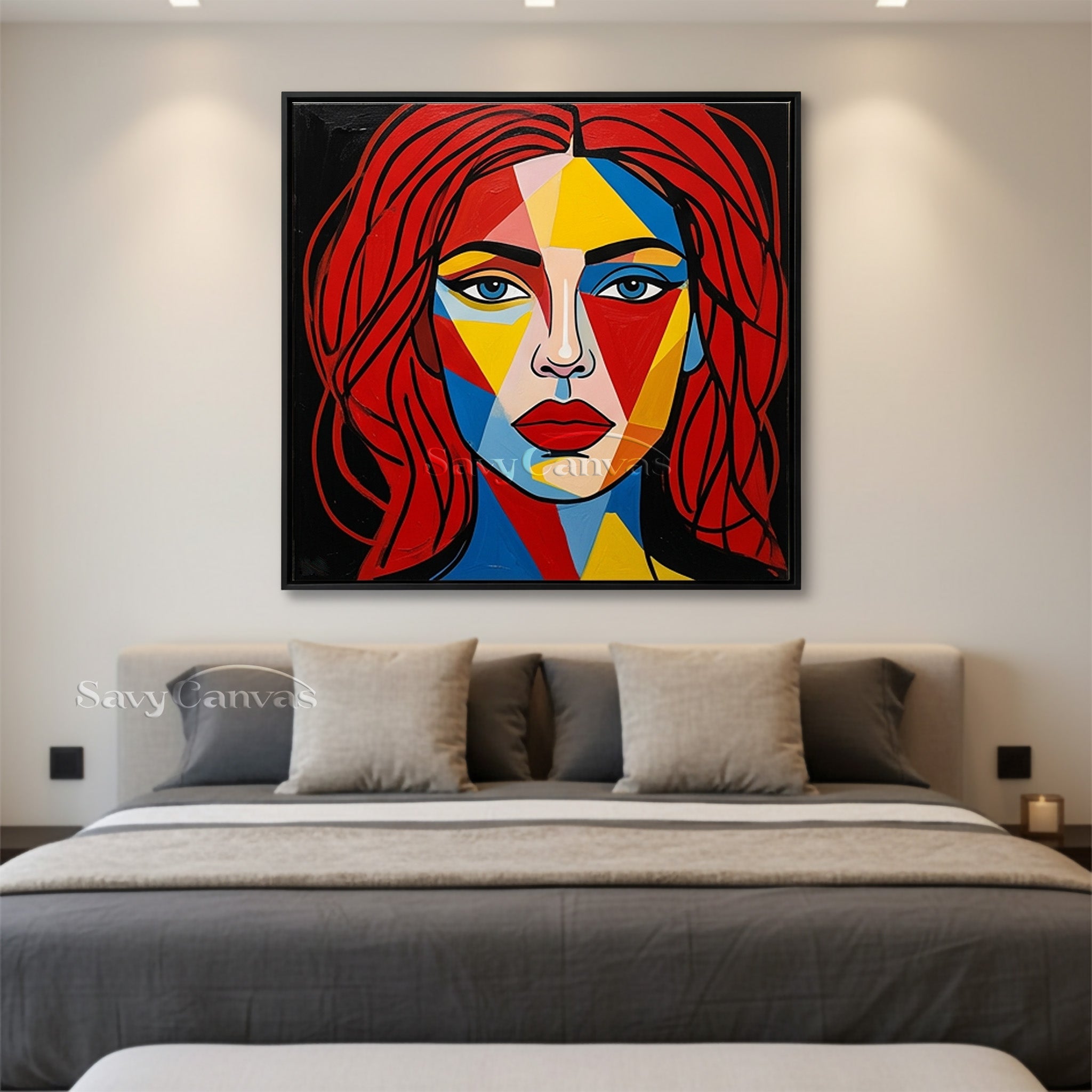 Geometric Pop Art Woman Face Oil Painting #SS 113