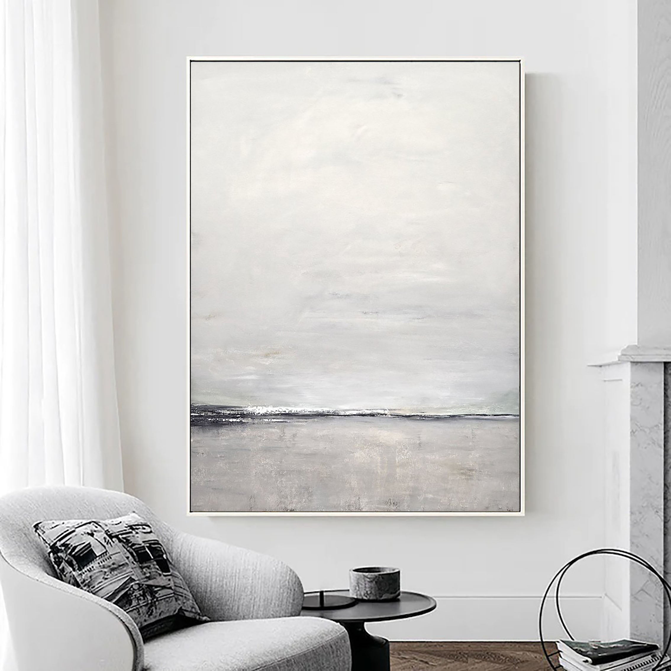Ocean Wall Art -Modern Minimalist Landscape Abstract Oil Painting #JJ 114