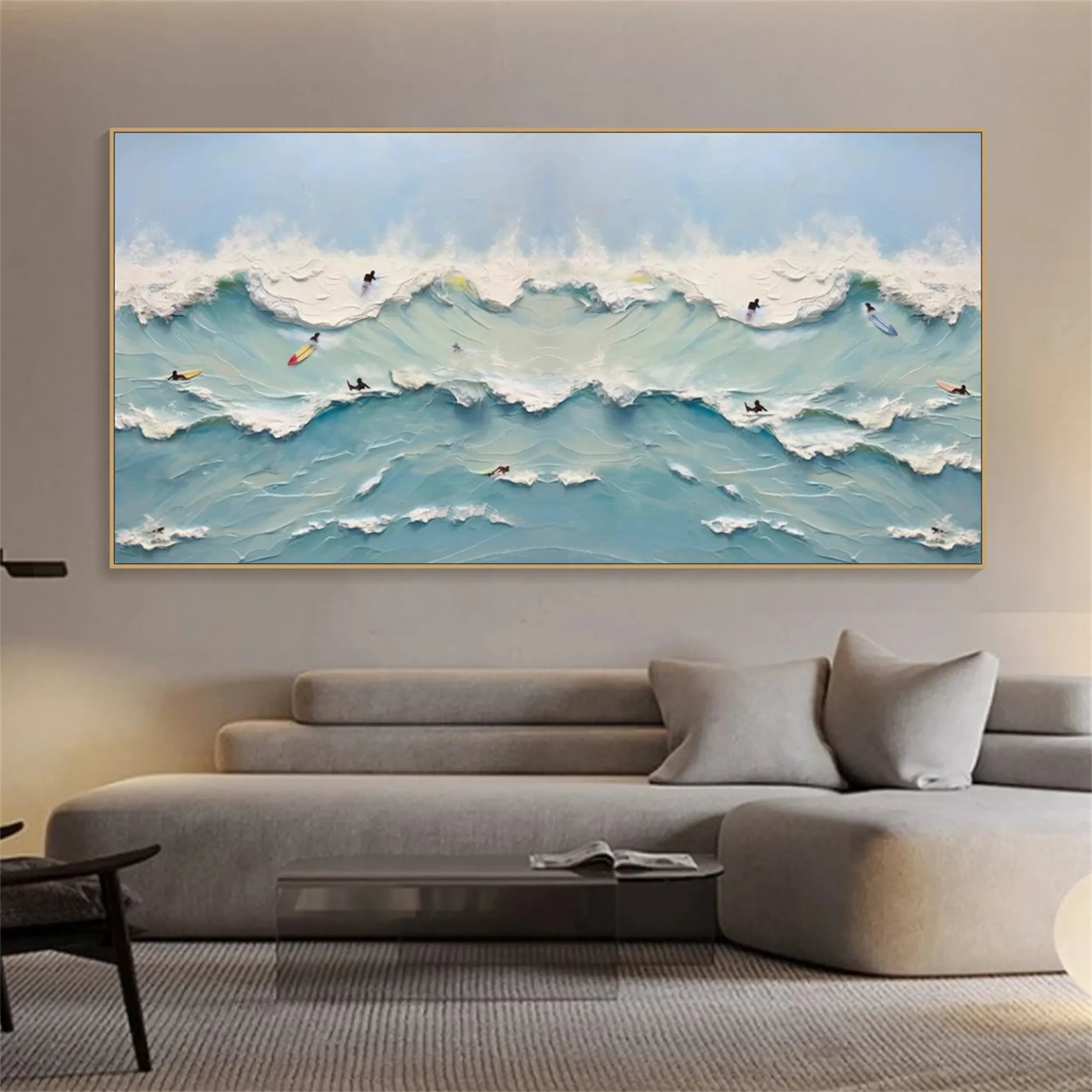 Ocean Wave Symphony – 3D Surfer Wall Art