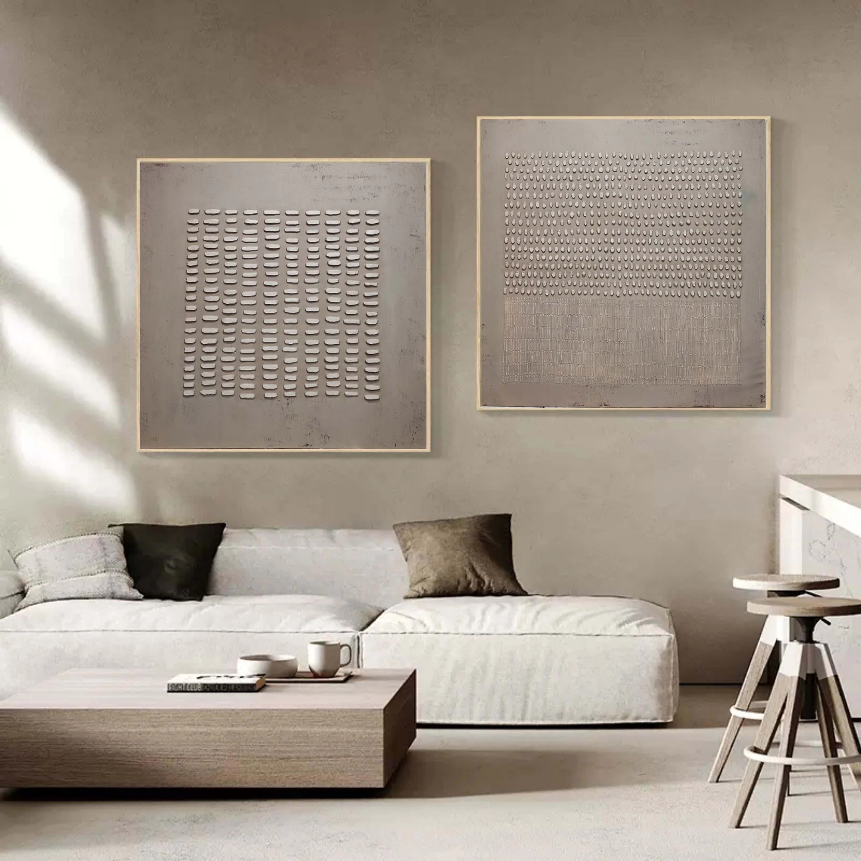 Wabi Sabi Inspired Wall Art | Large Textured Geometric Panels #ZZ 003