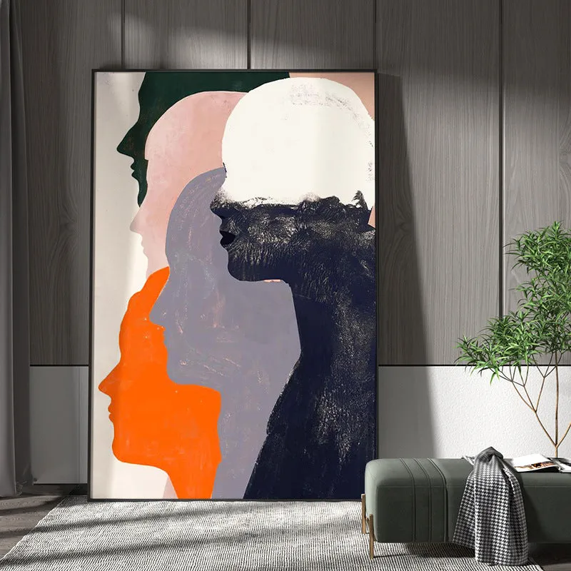 Abstract Silhouette Wall Art | Large Vertical Contemporary Painting #ZZ 193
