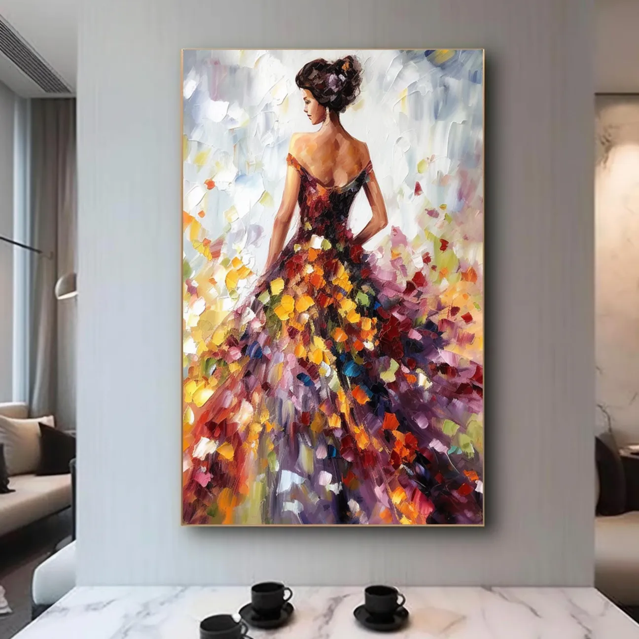 Colorful Abstract Woman Painting | Textured Vertical Canvas Art #ZZ 188