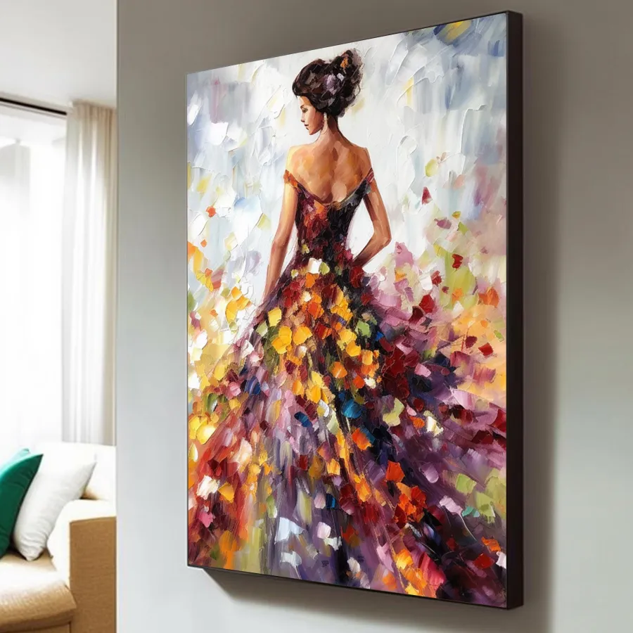 Colorful Abstract Woman Painting | Textured Vertical Canvas Art #ZZ 188
