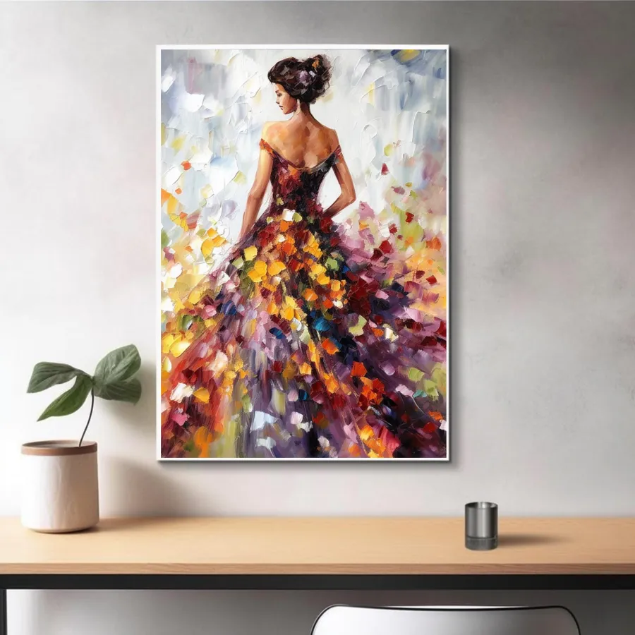 Colorful Abstract Woman Painting | Textured Vertical Canvas Art #ZZ 188