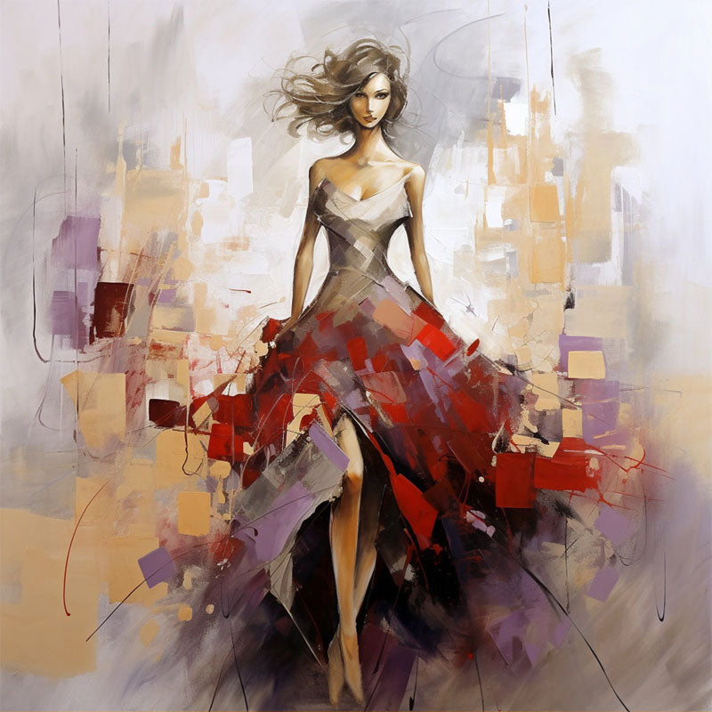 Large Contemporary Wall Art | Square Abstract Fashion Painting Decor #ZZ 175
