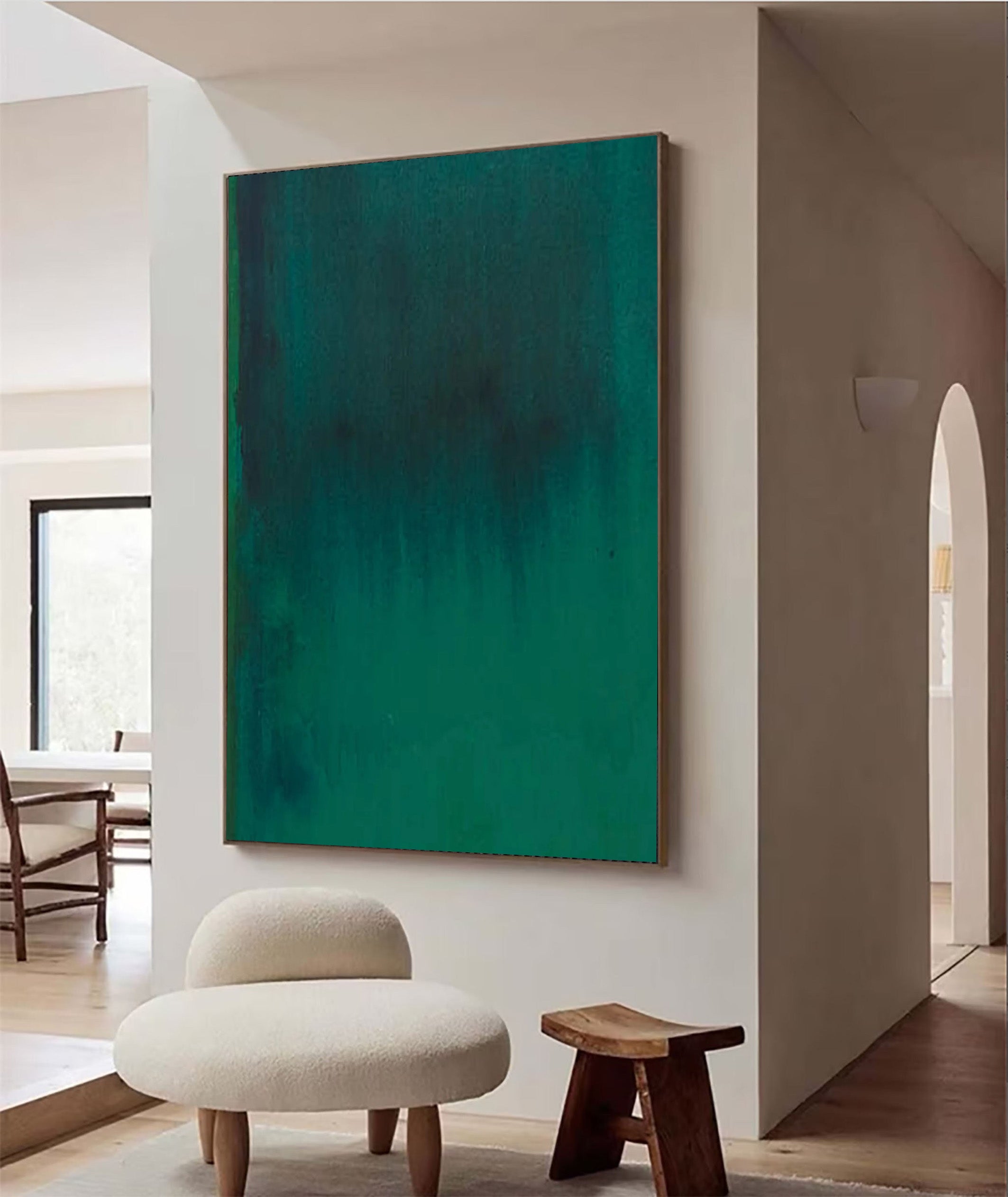 Minimalist Green Abstract Art | Modern Ombre Canvas Wall Decor #JJ 064