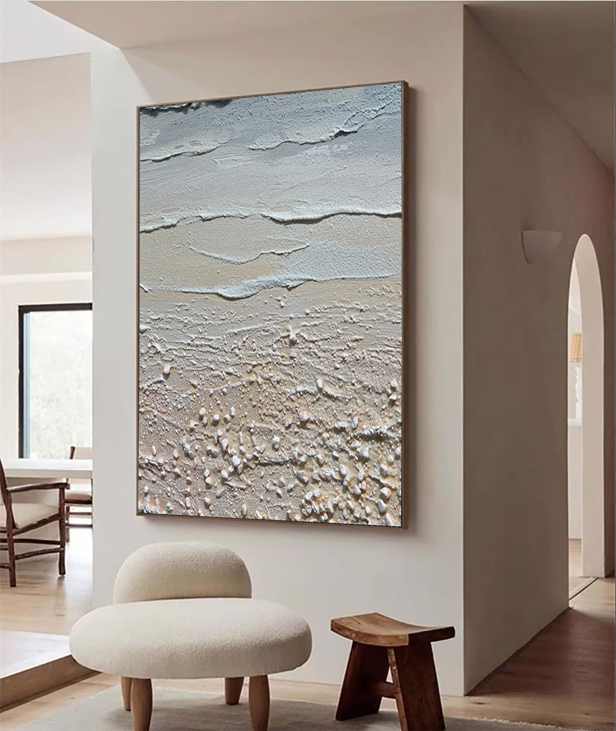 3D Textured Coastal Art | Sand and Sea Abstract Painting #JJ 068