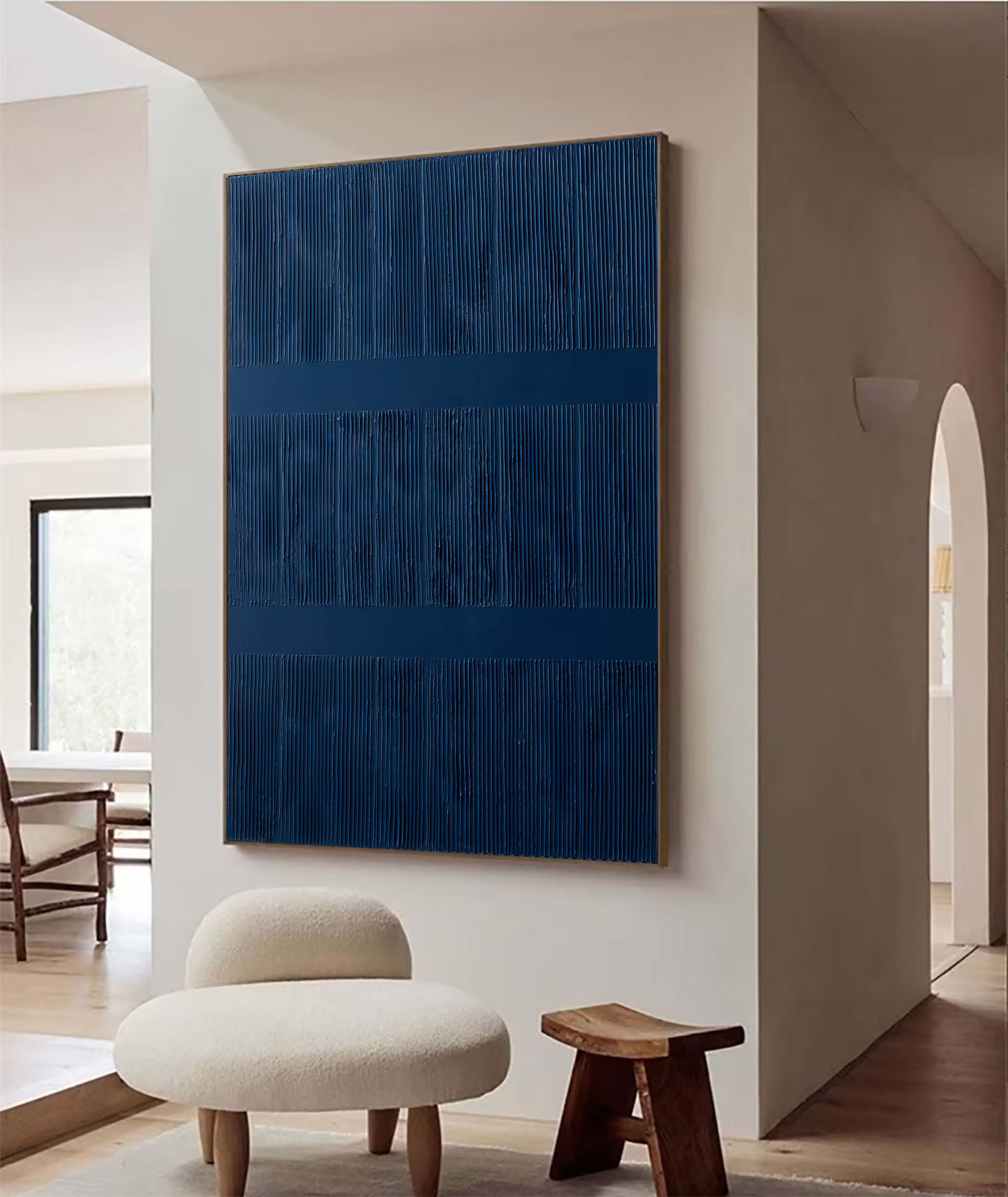 Large Blue Textured Abstract Wall Art #TC 115