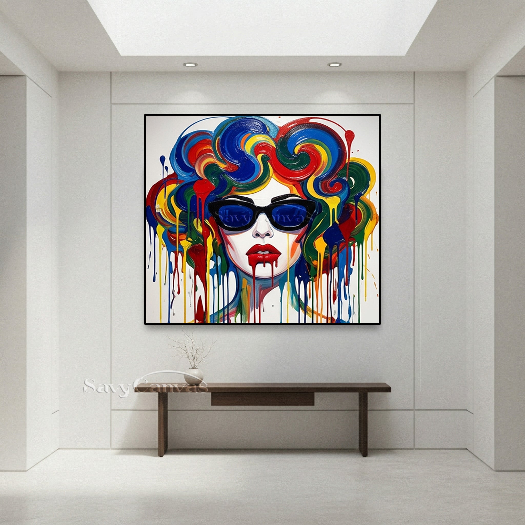 Colorful Pop Art Woman Oil Painting | Modern Drip Wall Art #SS 114