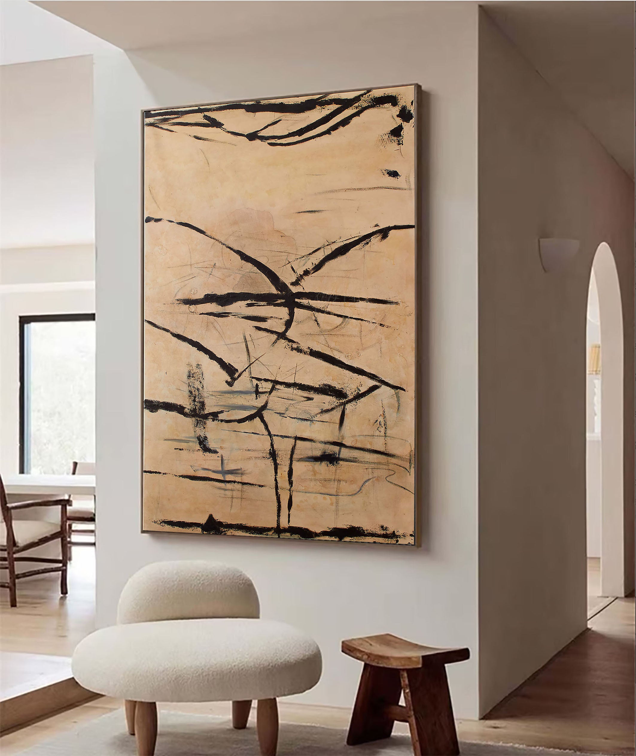 Large Handmade Abstract Wall Art - Neutral Tones #TC 116