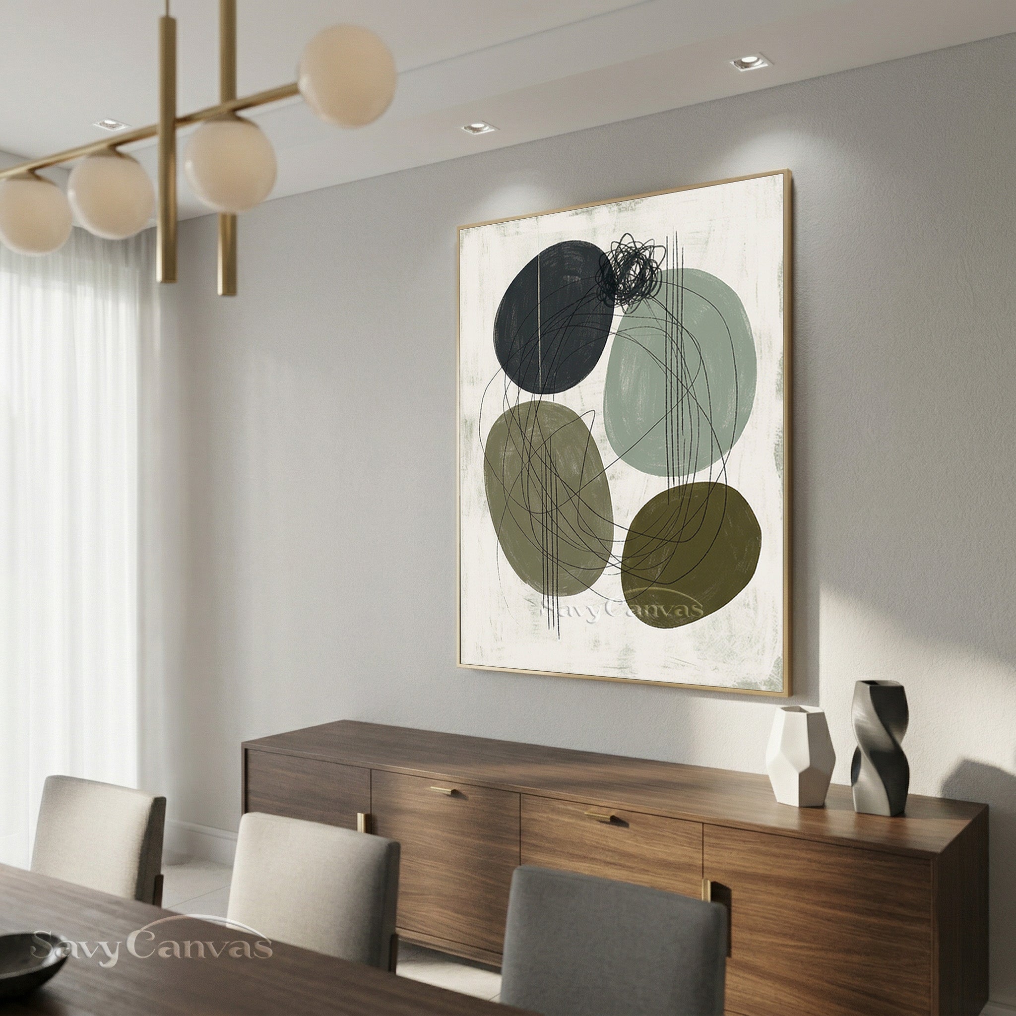 Minimalist Sage Green Wall Art Canvas #SS 074