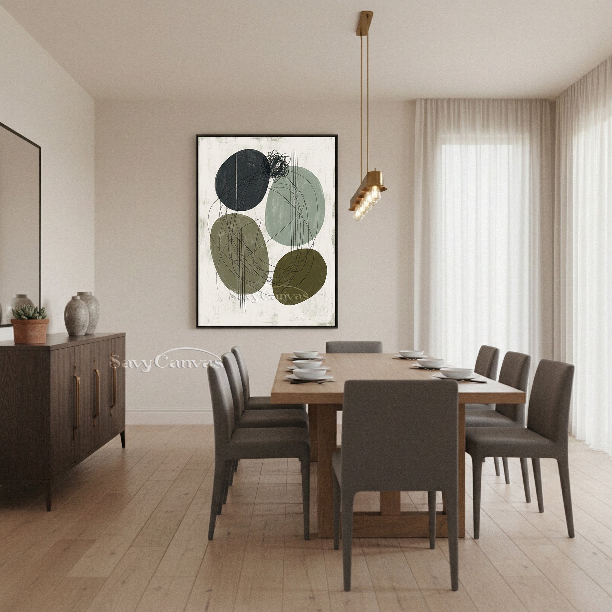 Minimalist Sage Green Wall Art Canvas #SS 074