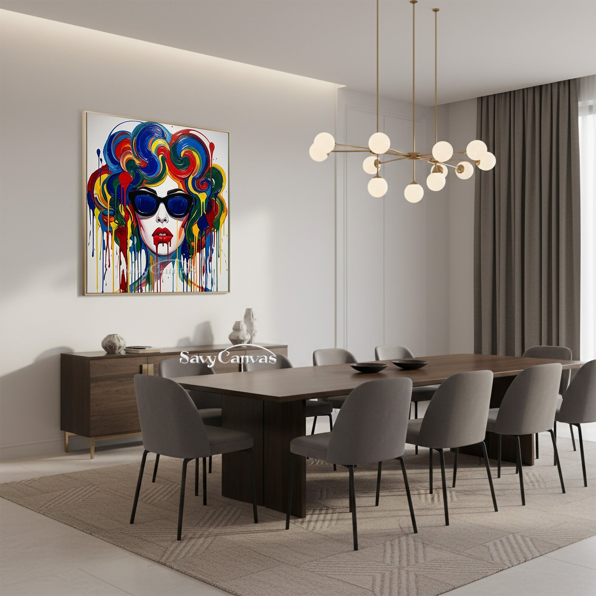 Colorful Pop Art Woman Oil Painting | Modern Drip Wall Art #SS 114
