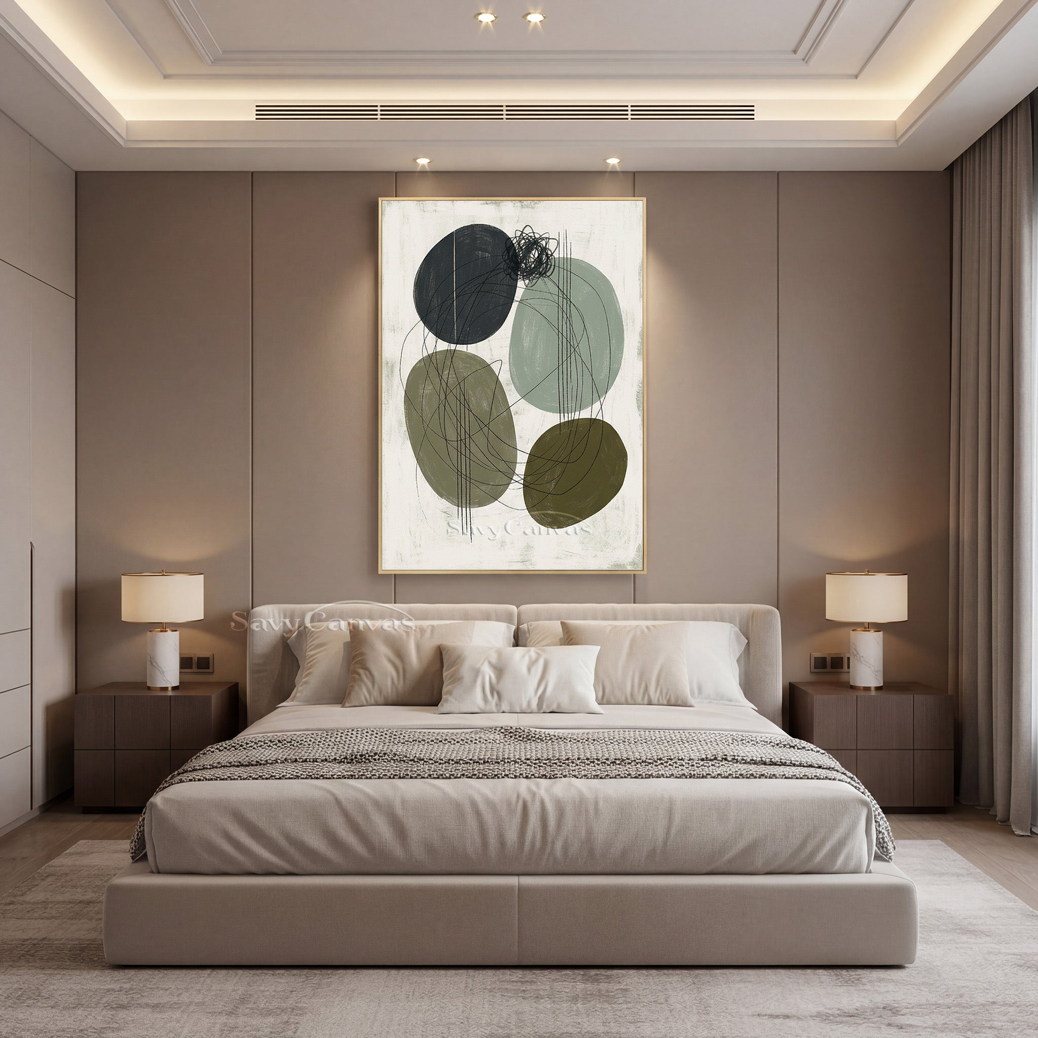 Minimalist Sage Green Wall Art Canvas #SS 074
