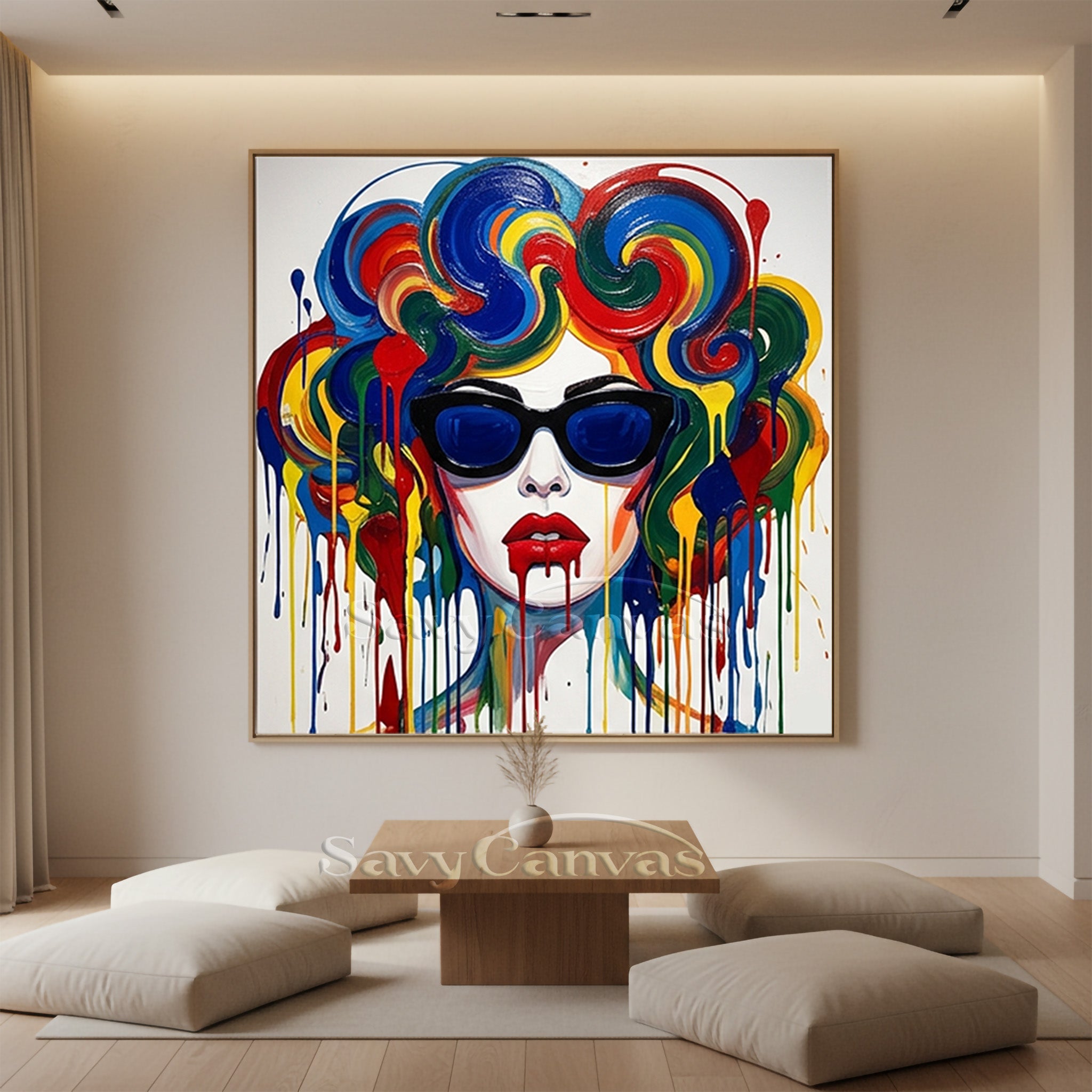 Colorful Pop Art Woman Oil Painting | Modern Drip Wall Art #SS 114
