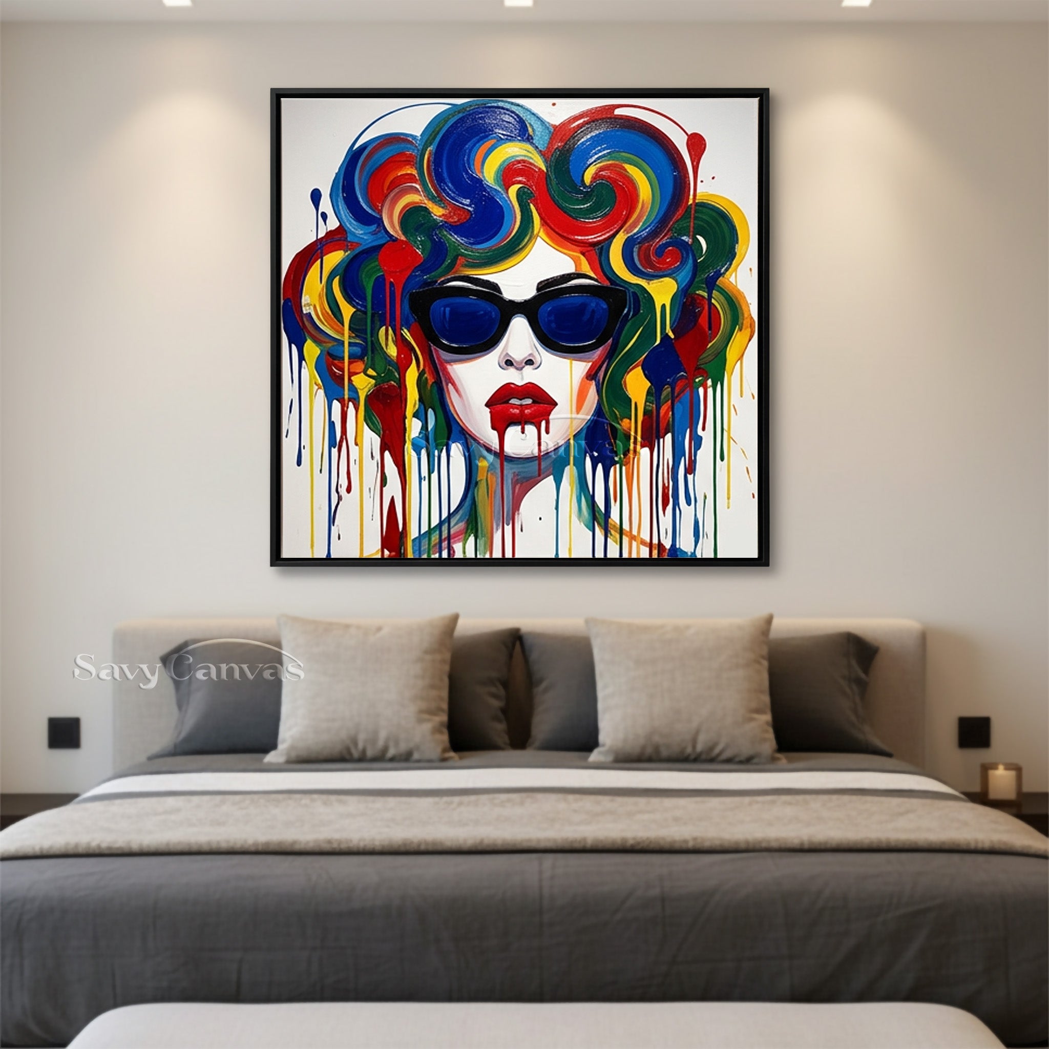 Colorful Pop Art Woman Oil Painting | Modern Drip Wall Art #SS 114