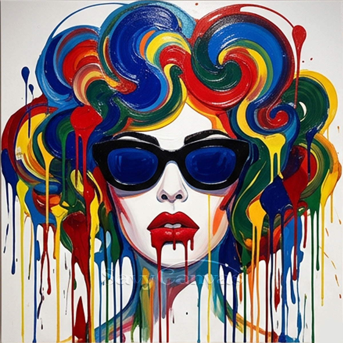 Colorful Pop Art Woman Oil Painting | Modern Drip Wall Art #SS 114