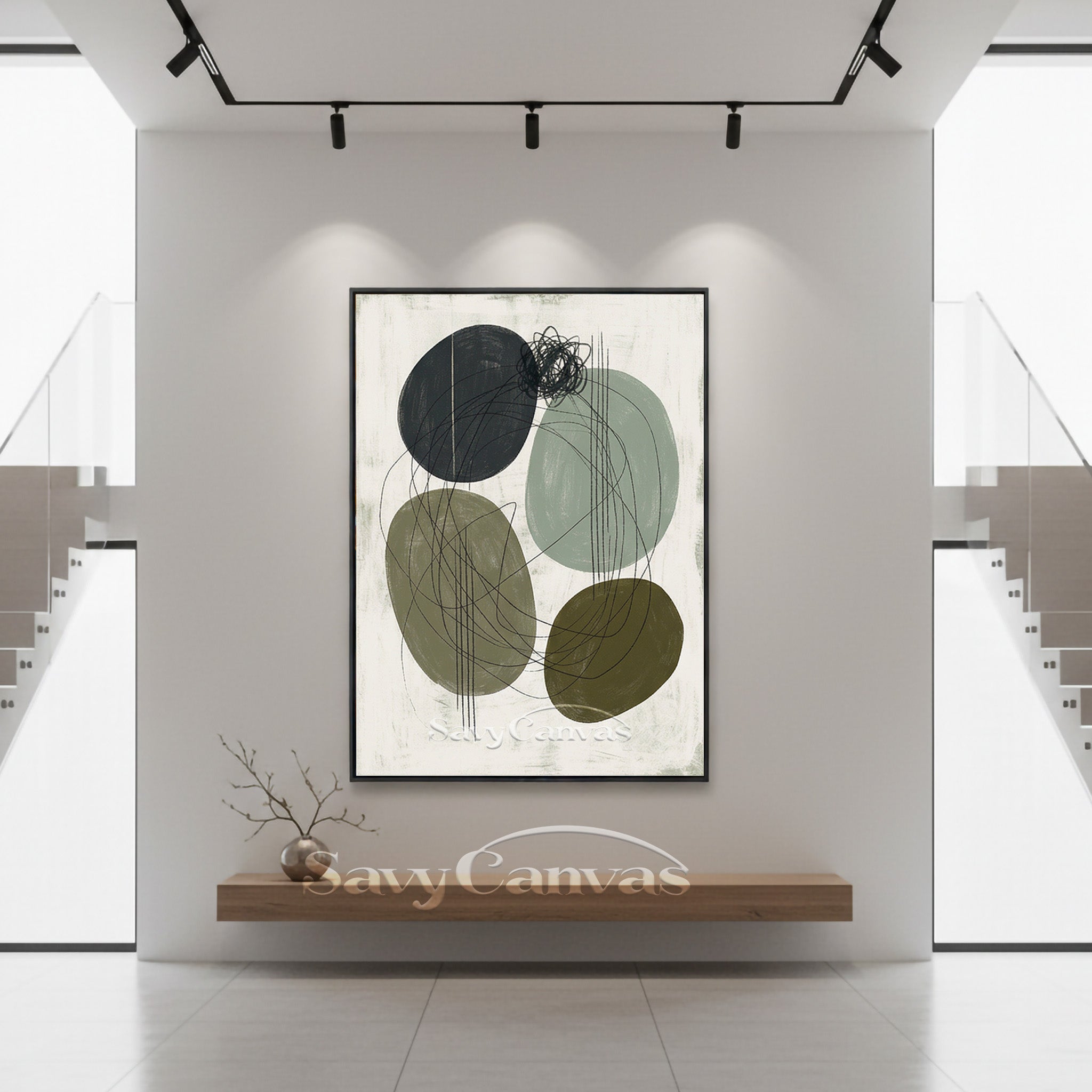 Minimalist Sage Green Wall Art Canvas #SS 074