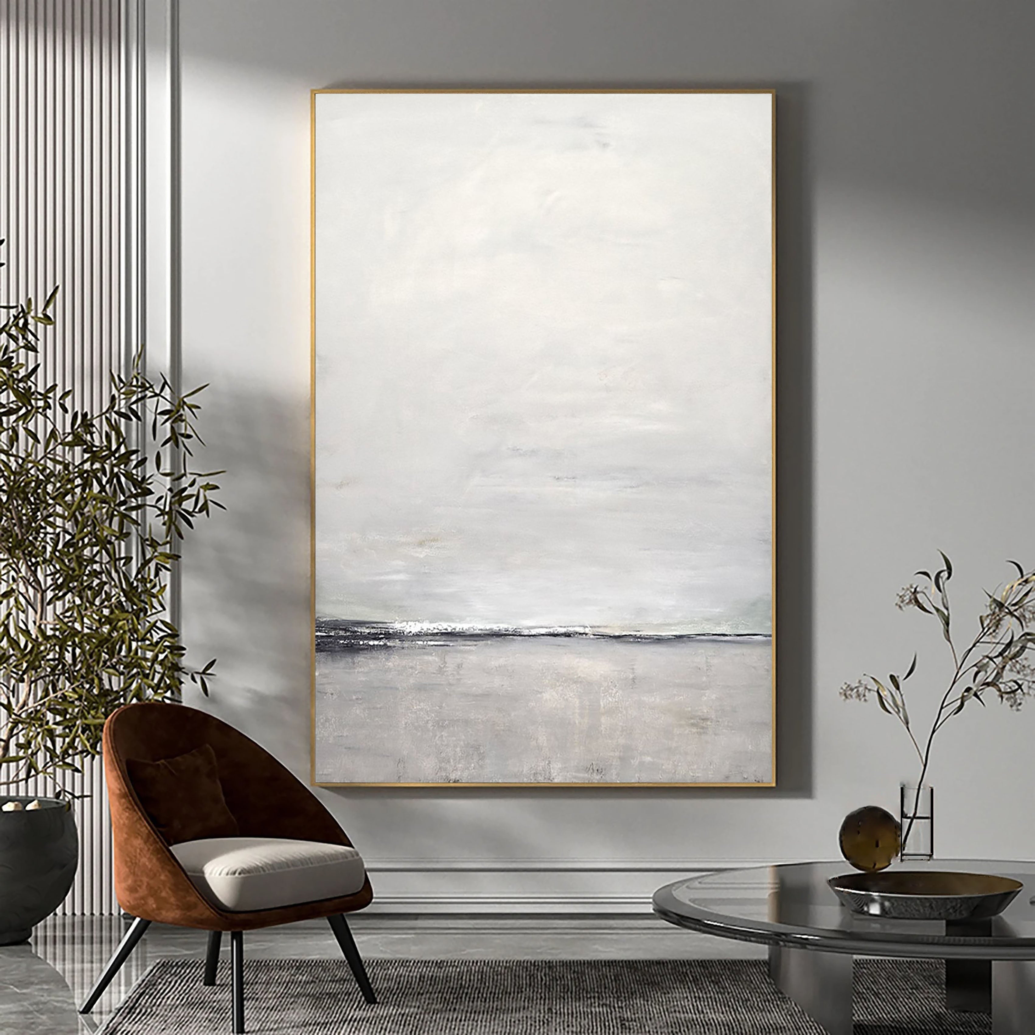 Ocean Wall Art -Modern Minimalist Landscape Abstract Oil Painting #JJ 114