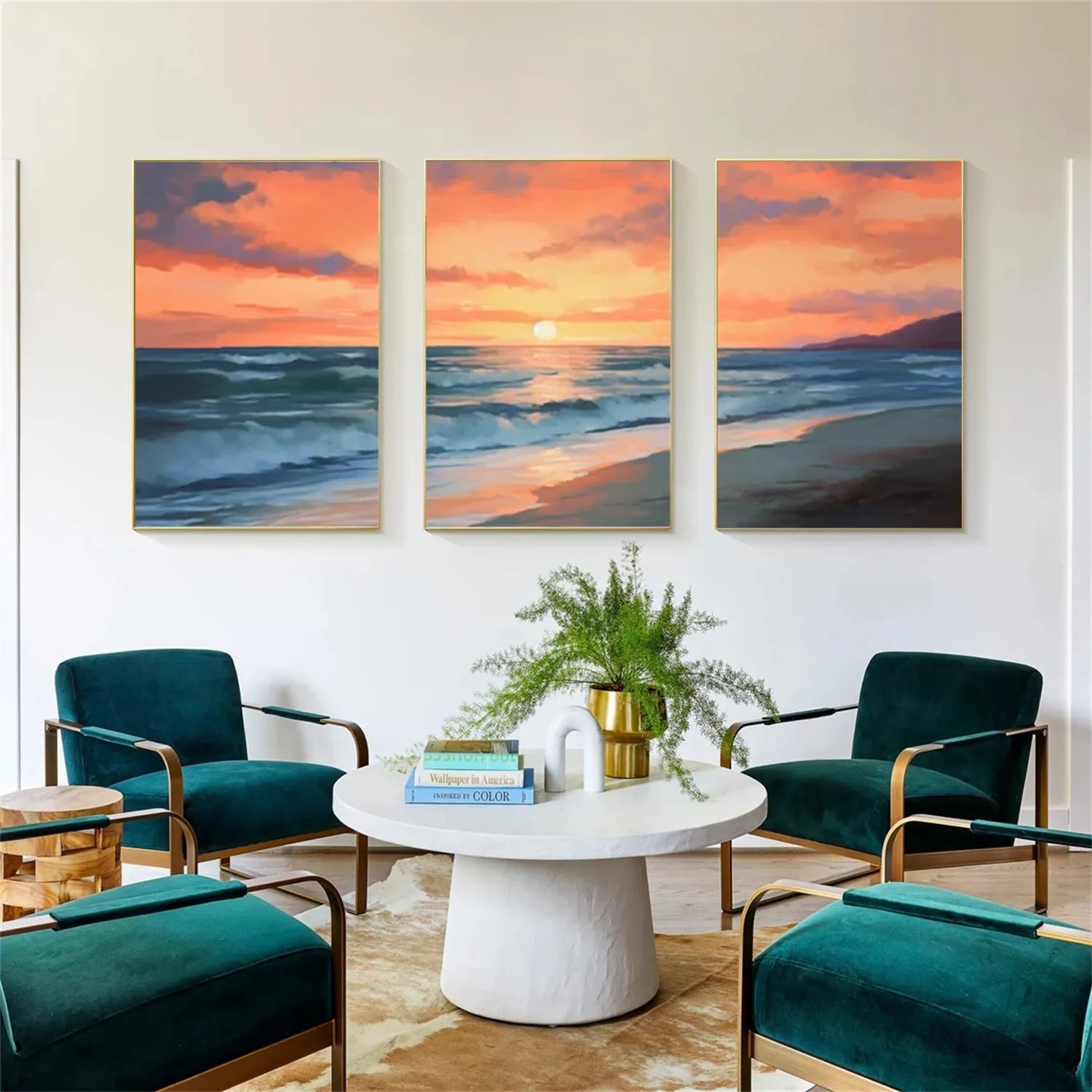Handmade Sunset Seascape - Orange Blue Wall Art #JJ 206